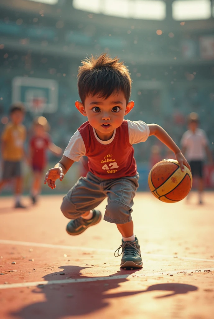 Fight! There is a picture of a quote about a child playing sepak takraw.