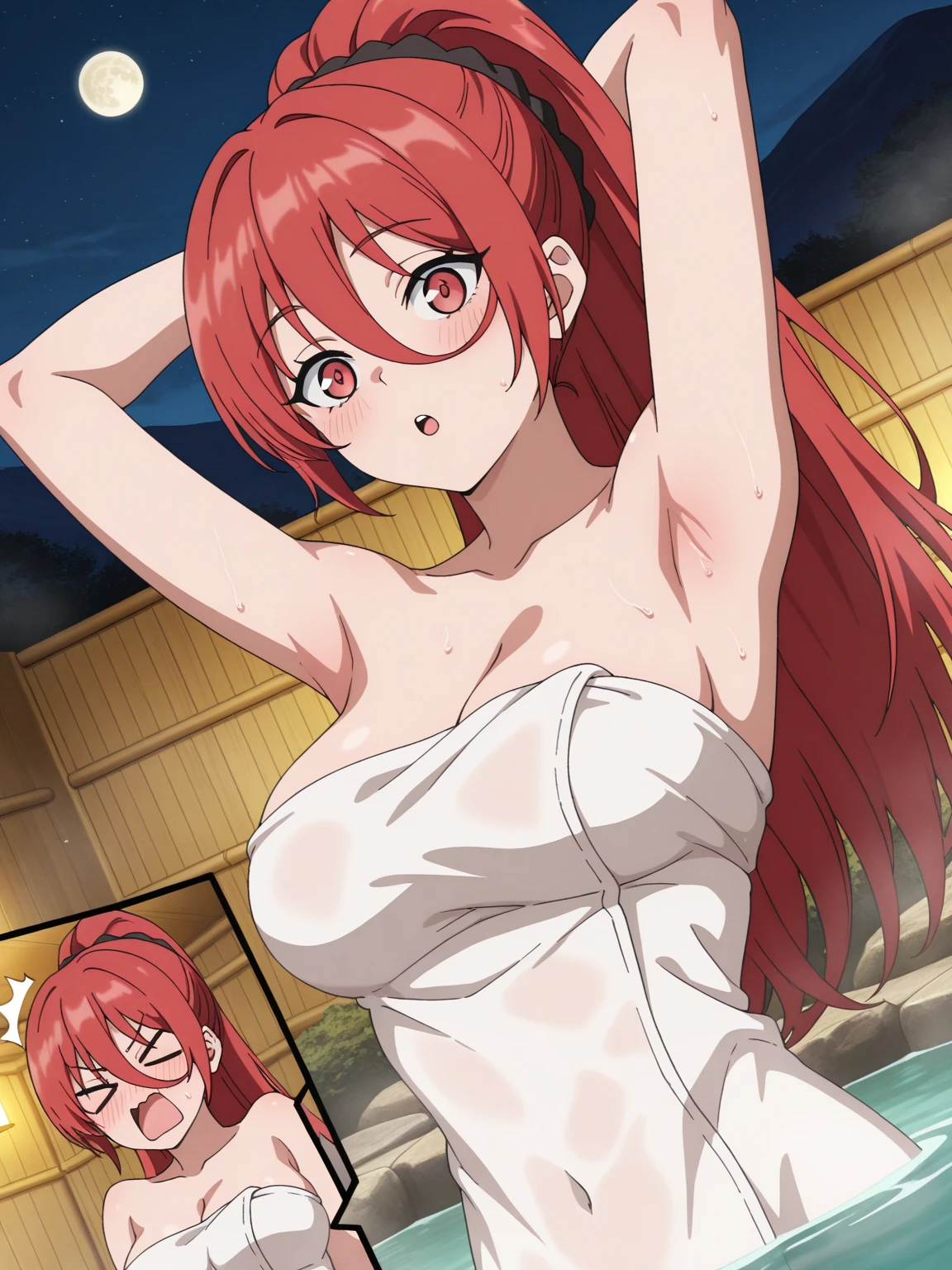 (masterpiece, 4K, Highest quality, anime style: 1.9, Detailed face, Lovely,bold, High resolution, anime, alone, Curvaceous, Thighs, Cleavage, Medium Chest, Very slim belly, Cowboy Shot,1 Girl,As Yuuki (Asuna yuki) - Sword Art Online (Sword Art Online),Cow print micro bikini,((blush,Crying face)),(indoor,Wooden wall),Hands behind head,(((Crouching)))