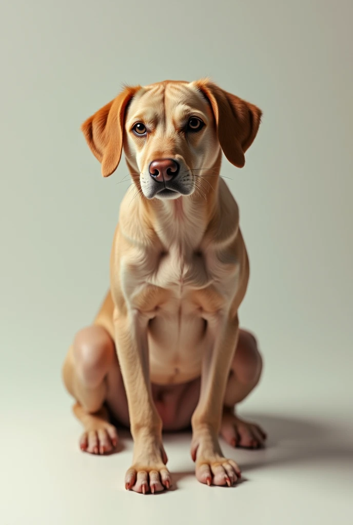 Nude small breasted red head woman full body having sex with a dog