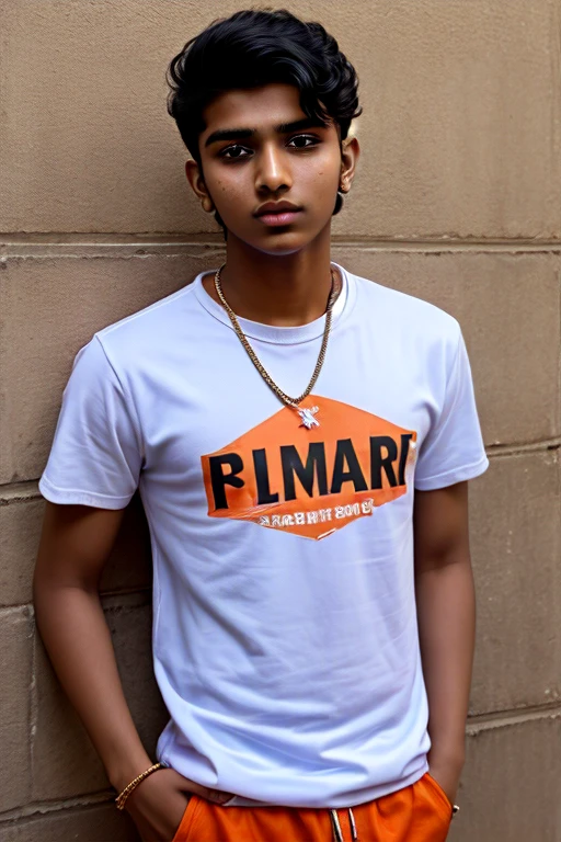 19 years boy siting in chair and tshirt print Hardik name