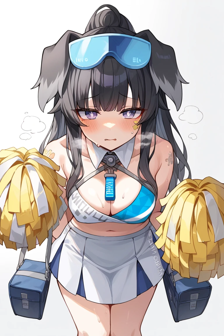 Anime Girl with a blue top and skirt holding bananas, pixiv, Anime cute art style, Pixiv competition winner, Top rated on Pixiv, Senna in League of Legends, (Anime Girl), kirokaze pixel art, In Pixiv, From Overwatch, Ali, pixiv 3dcg, Waifu, Complete!! Catwoman, anime Waifu