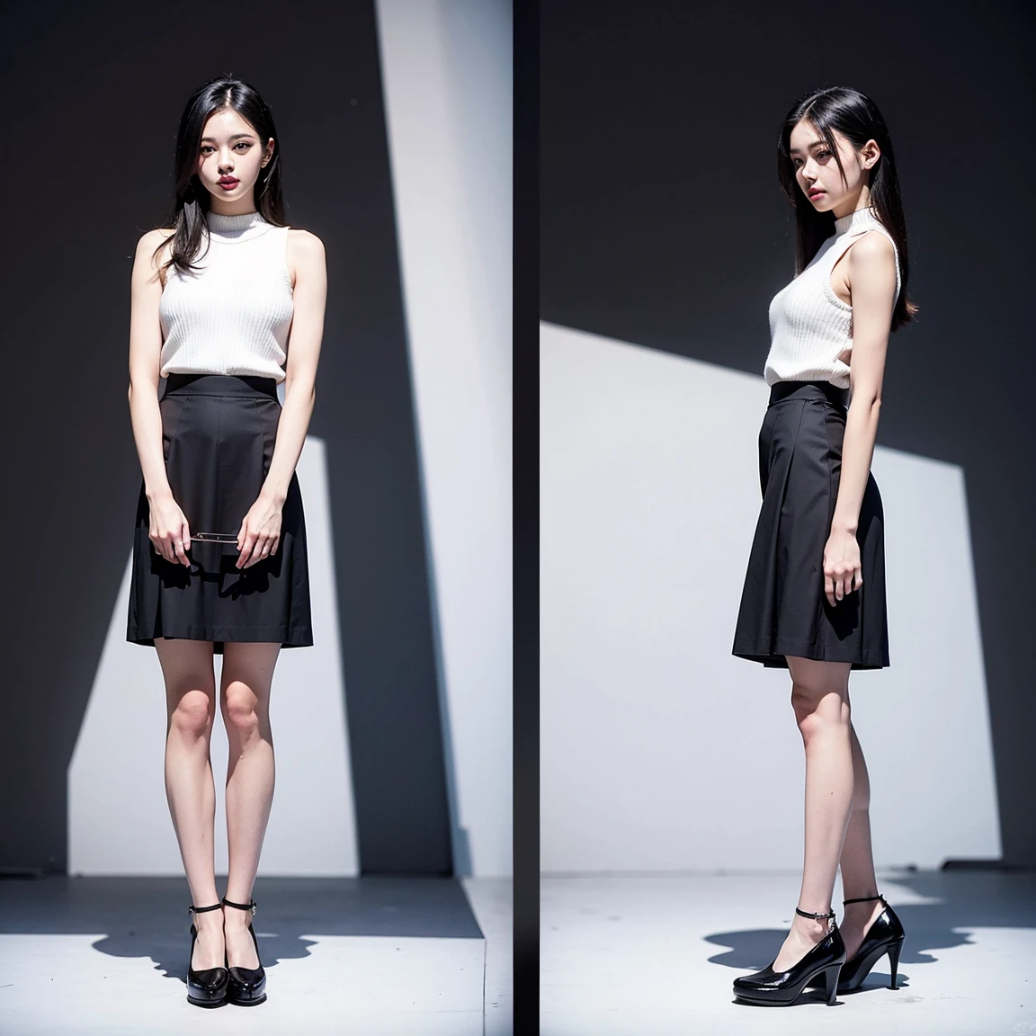(Oversized T-shirt with excess fabric when tucked into a skirt), (Skirt full thigh), (knee-length outfit),  (white strapless DRESS),  (white strapless DRESS), (center shoes shot), ((full-body standing image)), (cover knee), (Scottish pleated skirt), (bare shoulders), (bare arms), twinsies、The ultra-detailliert, (white t shirt), (cotton spaghetti-strap top), (cotton spaghetti-strap top), (cotton spaghetti-strap top), (cotton spaghetti-strap top), (long skirt), (A hem full flared skirt), (Hem full flared dress), (a girl pretty girl with perfect figure), (a photo of the night sky), (32K,1 20-year-old girl, The light from the rear room is backlit, Ray traching), (full body), (two-parted hair), (very thick hair), (Slender chest), (short upper chest), (pectoral muscles are large), (upper breasts are firm and round), (stand upright), (two shoe ends), (two shoe toes) ,(put on blush), (apply powder), (makeup), (standing), (asian girl princess), (Black non-reflective fabric for making skirt), (dark skirt), (thick thighs), (large calves), (large knees), (one-piece skirt), (seamless skirt), (long shins) , (big shins), (A hem full flared skirt), (Hem full flared dress), (A hem full flared skirt), (thighs meets knee), (black skirt), (black skirt), (black skirt), (black skirt), (knee gap), (knee gap), (knee gap), (Expose cleavage :1.3), (Scottish pleated midi skirt) (Super fine face and eyes), (Highly detailed face and skin texture, Detailed eyes, Double eyelid), (stading shot), (stading shot), , (Scottish pleated midi skirt), (Scottish pleated midi skirt), (knee-length outfit), (knee-length outfit), (knee-length outfit), (knee-length outfit), (Skirt full thigh), (Skirt full thigh), , (white sneakers), (a pair of white leather boots, highly detailed boots)
