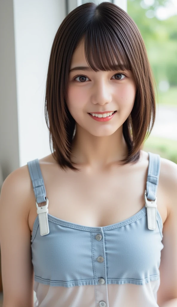 one girl,((best image quality:1.7))、((from above:1.5))、((looking up:1.5))、((sit on the floor:1.5))、((face focus:1.5))、((face focus:1.5))、beautiful girl, delicate girl:1.3), (15 years old:1.3),(smiling beautiful girl:1.2)、break, (Bare skin、camisole、transparent:1.2),break, very fine resolution, (symmetrical eyes:1.3),(camisoleがtransparent:1.5)、break, (お風呂場でtransparentなcamisoleを着ているbeautiful girlスナップ:1.3), (camisoleが透けてBare skinが見えている:1.4)、perfectly trimmed fingers,break, small breasts, brown eyes, parted bangs, brown hair,break, (Eye and face details:1.0),break, (masterpiece, highest quality, Super detailed, detailed face, 8K)
