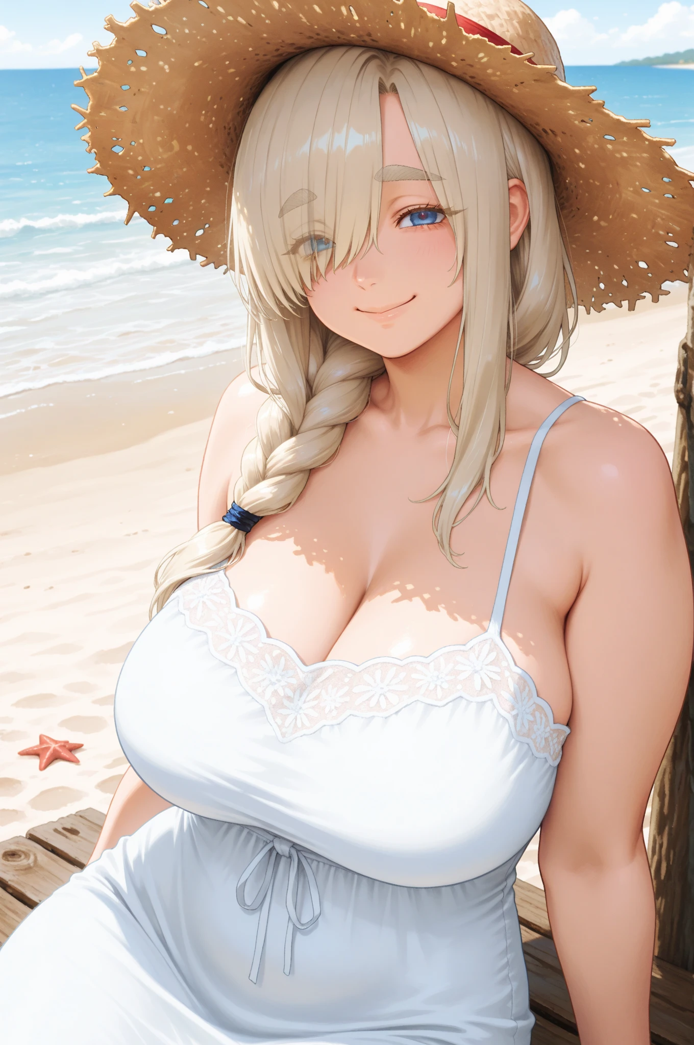 1 Girl、smile、Big Breasts、、summer