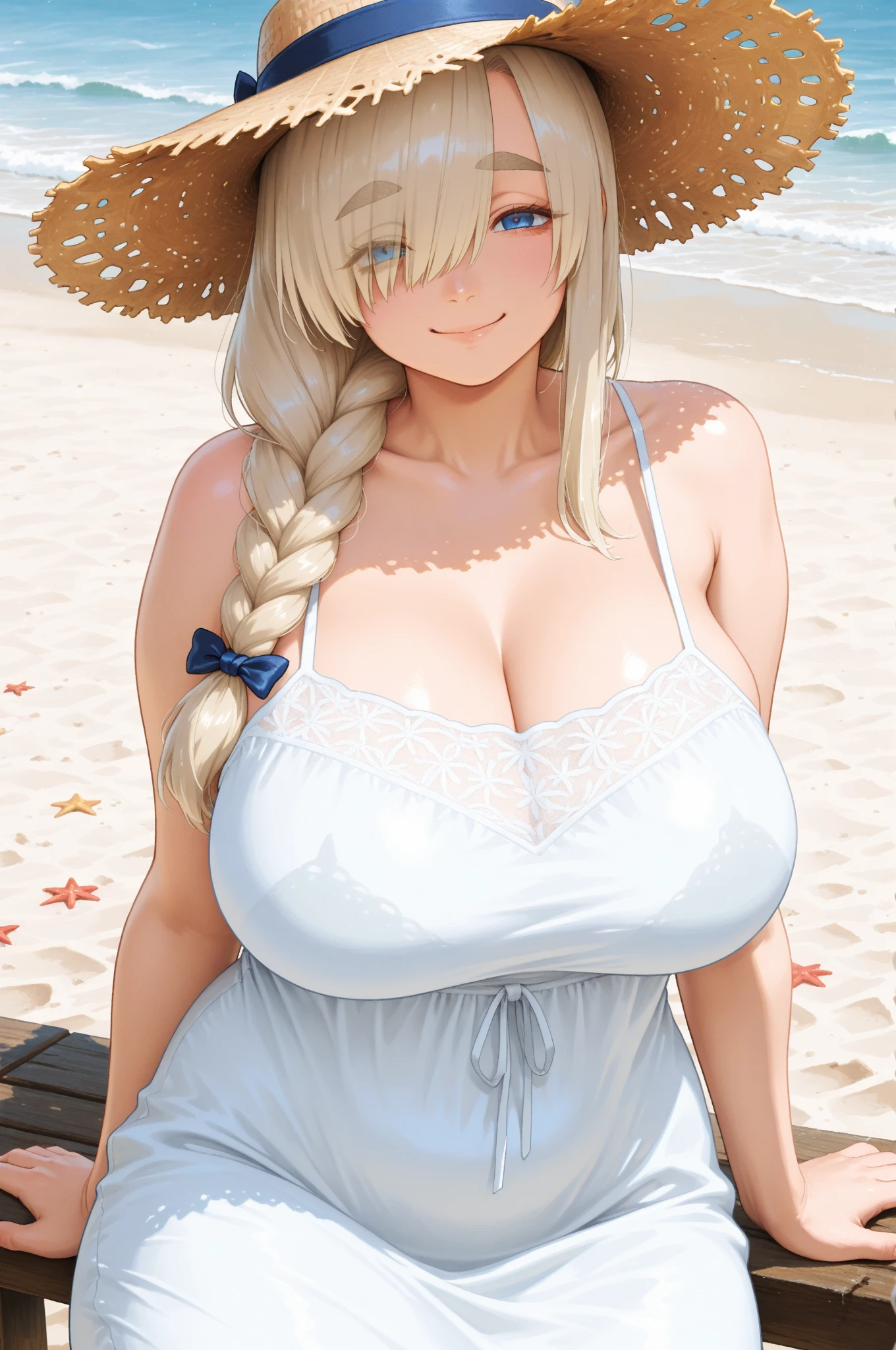 Very detailed, masterpiece, highest quality, Love Letter, throw,smile,blush 、The cutest in the world、Camel Toe、Giant tit、Nipple Puffs、Cleavage、Plump、Super big breasts、Super big butt、Micro Bikini 、holding an oversized love letter、Big ribbon、Straw hat、(Love、Love、Love:1.5)、message board、Cowboy Shot、really like、I'll give you all my love