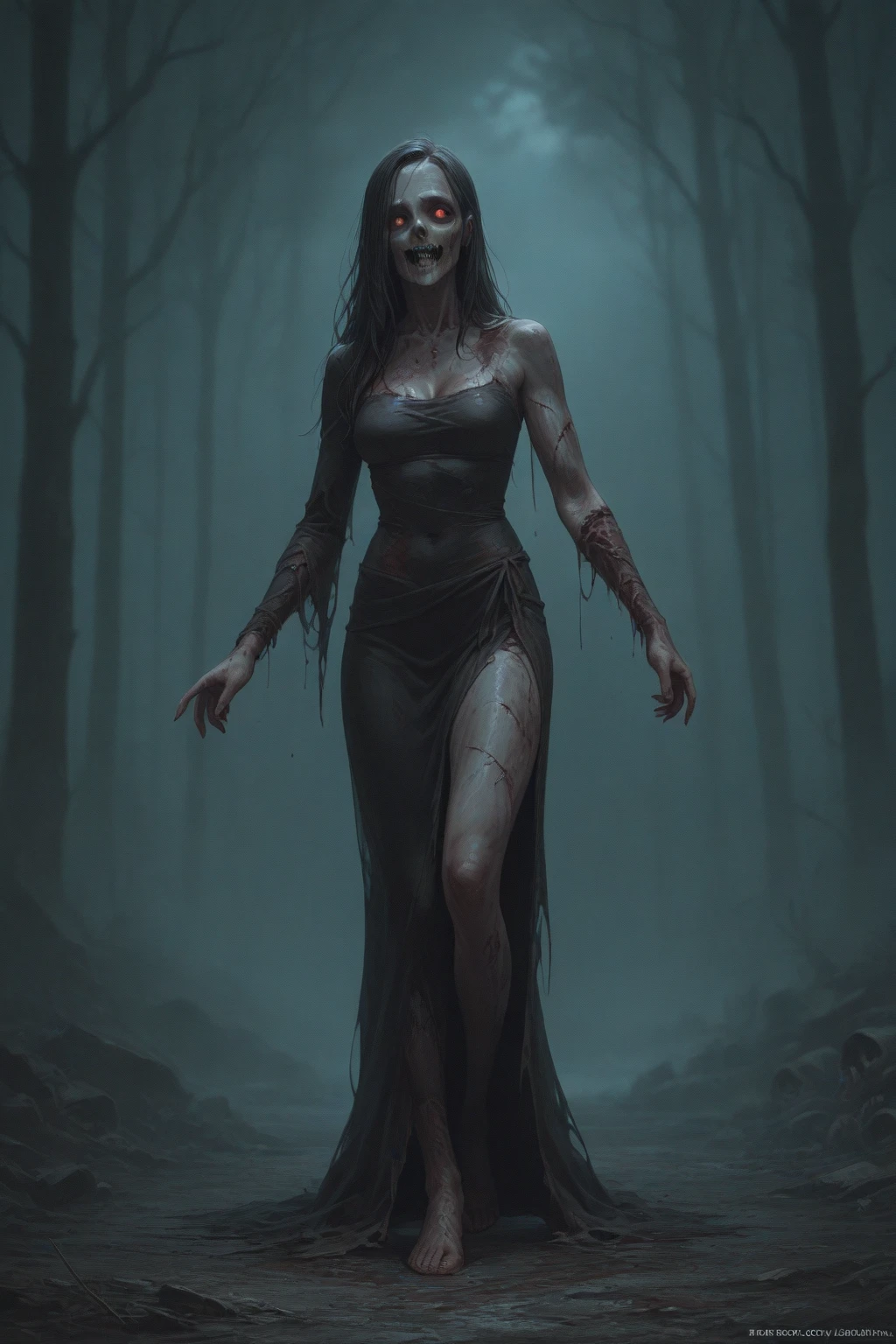 a banshee haunting a cimetery,ultra realistic 8k cg,best quality, picture-perfect face, flawless, clean,realistic, masterpiece, photorealistic lighting,detailed face,ray tracing,warm light,motion blur ,perfect face, beautiful face,((perfect female body, narrow waist)),(hair over eyes:1.3),long pointy ears,ultra detail hair, ultra detail face,huge breasts,huge ass,europeen,skirt,panties,((detailed facial features)),ghost style,
