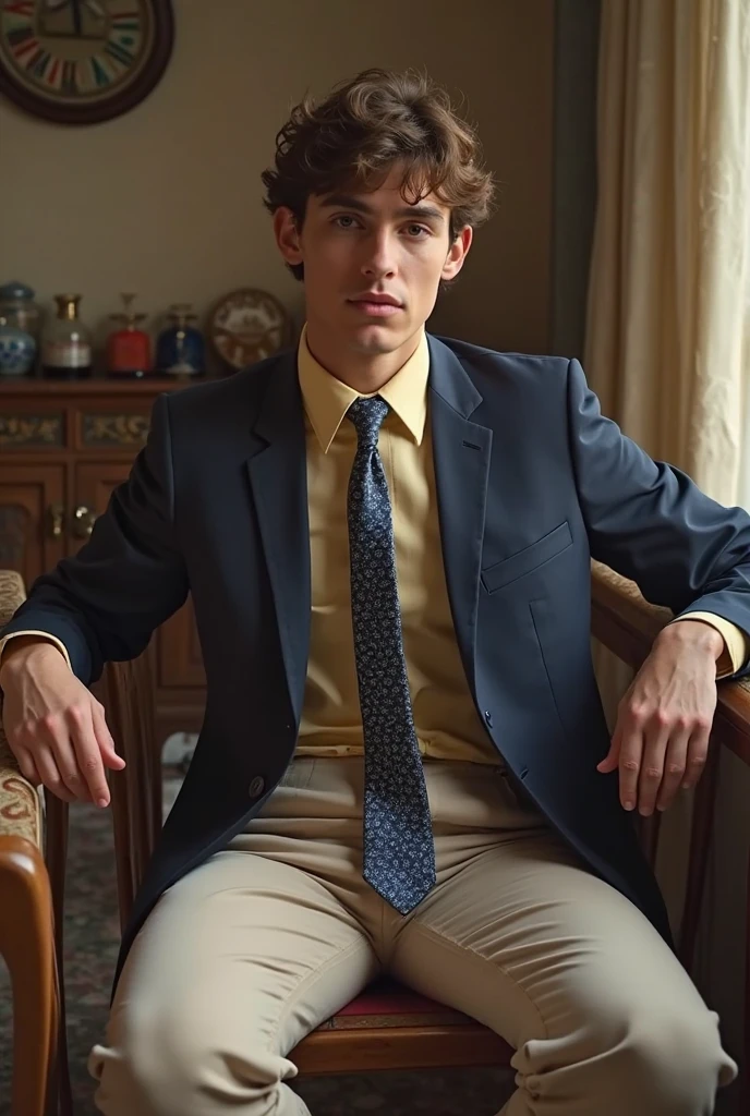 1965, Italy. Pre-raphaelite ((((20-year-old)) rascal young man)), famous actor, TV set, luxury, modern, ((((Clothing from the 1960s)))), ((Hairstyle of the 1960s)), ((Wes Anderson cinematic style)), colorful