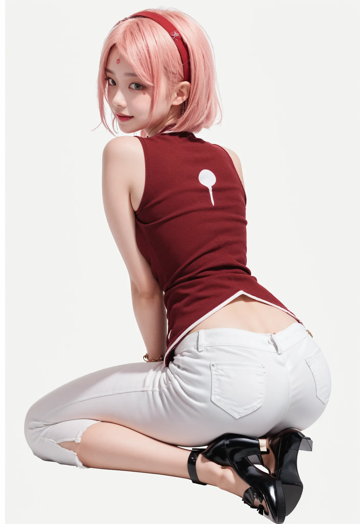 1 girl,sakura,sexy girl,pink hair,realis,human,