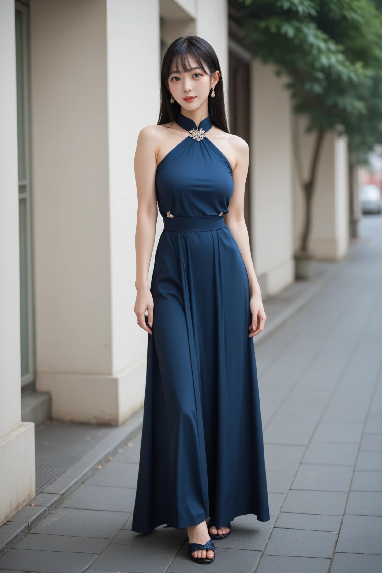 (realistic, best quality, ultra high resolution, Highly detailed eyes and face:1.3),(1 woman, alone:1.3),skirt,bijouterie,long_hair,necklace,earring,(pantyhose:1.2),perfect body,standing,big bust,upper body,split,looking at viewer,(wide hips,small_waist),off shoulder_dress,