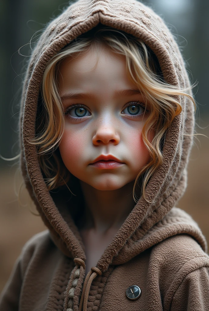 10 year old girl Russian child with long hair BLONDE, PORTRAIT, BLACK FUR COAT, ICE, ICE, LOTS OF ICE,
