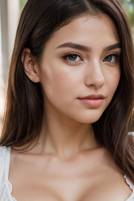(8k, Highest quality, masterpiece:1.2), (Realistic, Photorealistic:1.37), Ultra-detailed, one person's, cute, solo, Beautifully detailed skies, (Nose redness), (Laughter:1.15), (Mouth closed), Big Breasts, Beautiful and fine details, (Hair length: 1.2), Floating Hair NovaFrogStyle, Upper body, Tank top