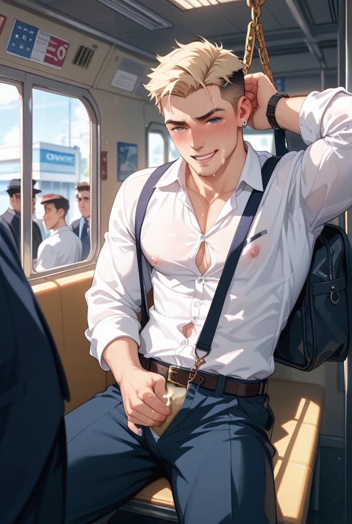 2 sexy men having Gay sex in a bus, orgasm, nsfw homoerotic,