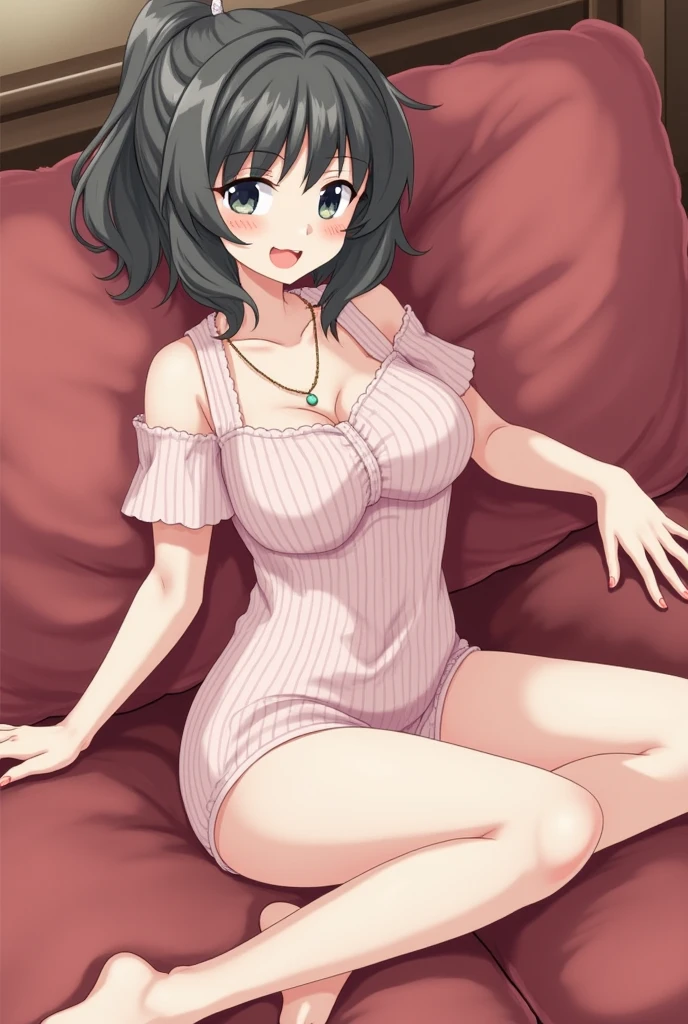 ((masterpiece)), best quality, ultra detailed, looking at viewer, intricate details, rich colors, sharp focus, volumetric lighting, dramatic atmosphere, nabiki tendo, brown eyes, nabiki, looking at viewer, 8k, 4k,light particles, highly detailed, detailed eyes, office INTERIOR,  solo, bob cut, mini dress, pelvic curtain dress, heels, TendouNabiki, heels, cleavage, sit on bar chair, white panties, jewels,  black heels, jewelry, hands on chest, upclose camera, crossed legs, night time, bar background, glass of wine, blush, 