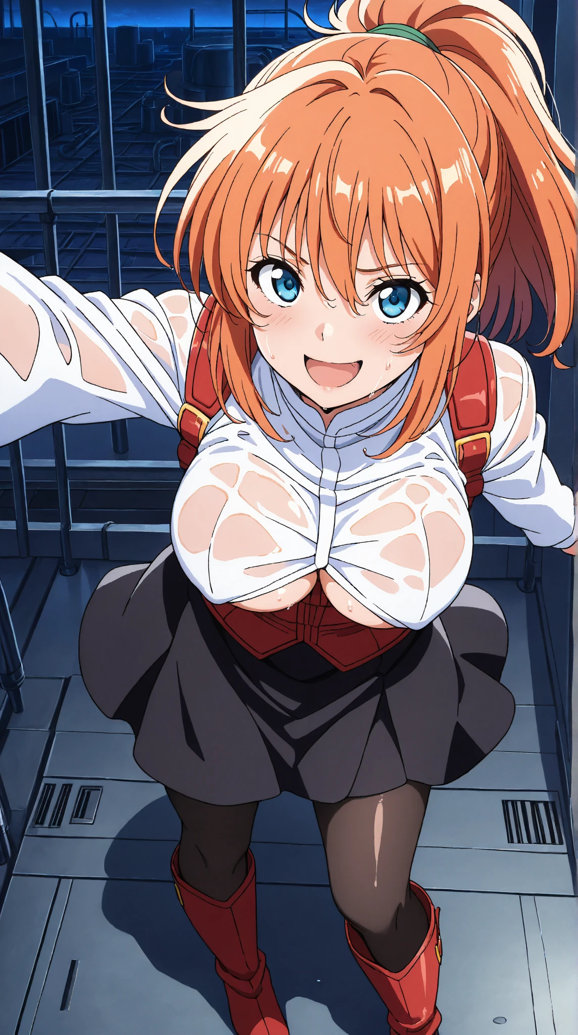 solo, honoka kousaka, blue eyes, brown hair, hair bow, orange hair, (one side up:1.2), short hair, yellow bow,,live stage, nsfw, .(nude, naked, 1girl, solo, ,large breasts ) ,nipple, flooding、Abandoned amusement park、fire、heavy snowfall、frozen、 file, crying ,flooding、abandoned hospital、fire、heavy snowfall、frozen、 、whole body, space