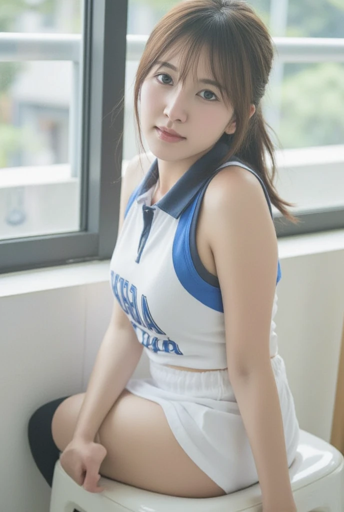 (((32k,Very high resolution, Attention to detail, Very accurate,masterpiece))),RAW Photos & Realistic atmosphere,Beautiful dark blue eyes,Mouth details,Glossy lips,Fine eyebrows,Soft white skin that shines in every detail,,Detailed drawn eyes、Very beautiful eyes with blue pupils,Detailed lips、Very beautiful face,Very well-formed face、A vivid face,Beautiful, shining lips,Beautiful Eyebrows,Infinite Reality,Best Design,(Extremely cute Japanese 17 year old girl,Healthy Style,beautiful breasts and big breasts,Very cute beautiful girl,Girl:1.1),The best natural makeup,Japanese Ido,Korean Idol,Japanese Cheerleaders,Korean Cheerleaders,Watery eyes,Dark and beautiful eyes,Beautiful ass,Beautiful feet,,Camel foot,,Thin fingers,Beautiful legs in every detail:1.3),超A high resolution、,Natural and realistic faces,Backlight,Her pure eyes are so cute,(((Photorealism))),Reality Live Action,(Simple earrings,shiny nail art:1.1),(Shiny blue short hair,Horizontal Marshalling,solo,Natural Makeup:1.3),(Beautiful and cheerful girl,A packed stadium:1.3),(Full costume display,Photograph the whole body,Colorful and sexy gold-based cheerleader costume。Attention to detailデザイン。,Revealing Sexy Cheerleader costume,Sexy Cheerleader,High quality very beautiful and cute 17-year-old sexy cheering figure cute cheering,hairpin,hair ornaments,hair accessory, Wearing a micro mini skirt and lying face down on the ground1,Beautiful but unique:1.5)