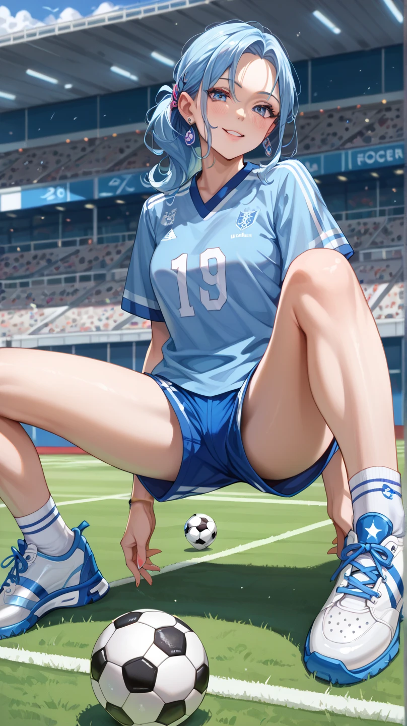 Beauty playing soccer、25-years old、Lesbian line(a smile、Gentle eyes)、Clear eyes、double eyelid、Blue uniform of the Japan national team(Samurai Blue), masturbation, climaxs masturbation face, squirting climaxs, charming face、Nadeshiko、well-shaped breasts、Glamour(A slender)、bobhair(Hair bunched)、Soccer ball at your feet、Stand on the field、Lively driving、Kicking the ball(strongly)、realistic、Precise drawing(The structure of the human body), playing dildo