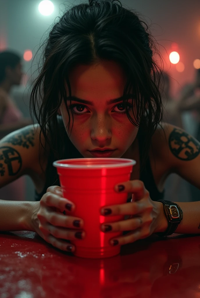 HOT hot dog, vintage soda ICE splesh and crazy slices of lettuce and tomato with black gears gradient background with a cool and powerful engine metal chrome accents, slices of oranges and lemons hyper realistic details of liquid neon splesh highlighting the word "FOOD DRINK" in the upper neon