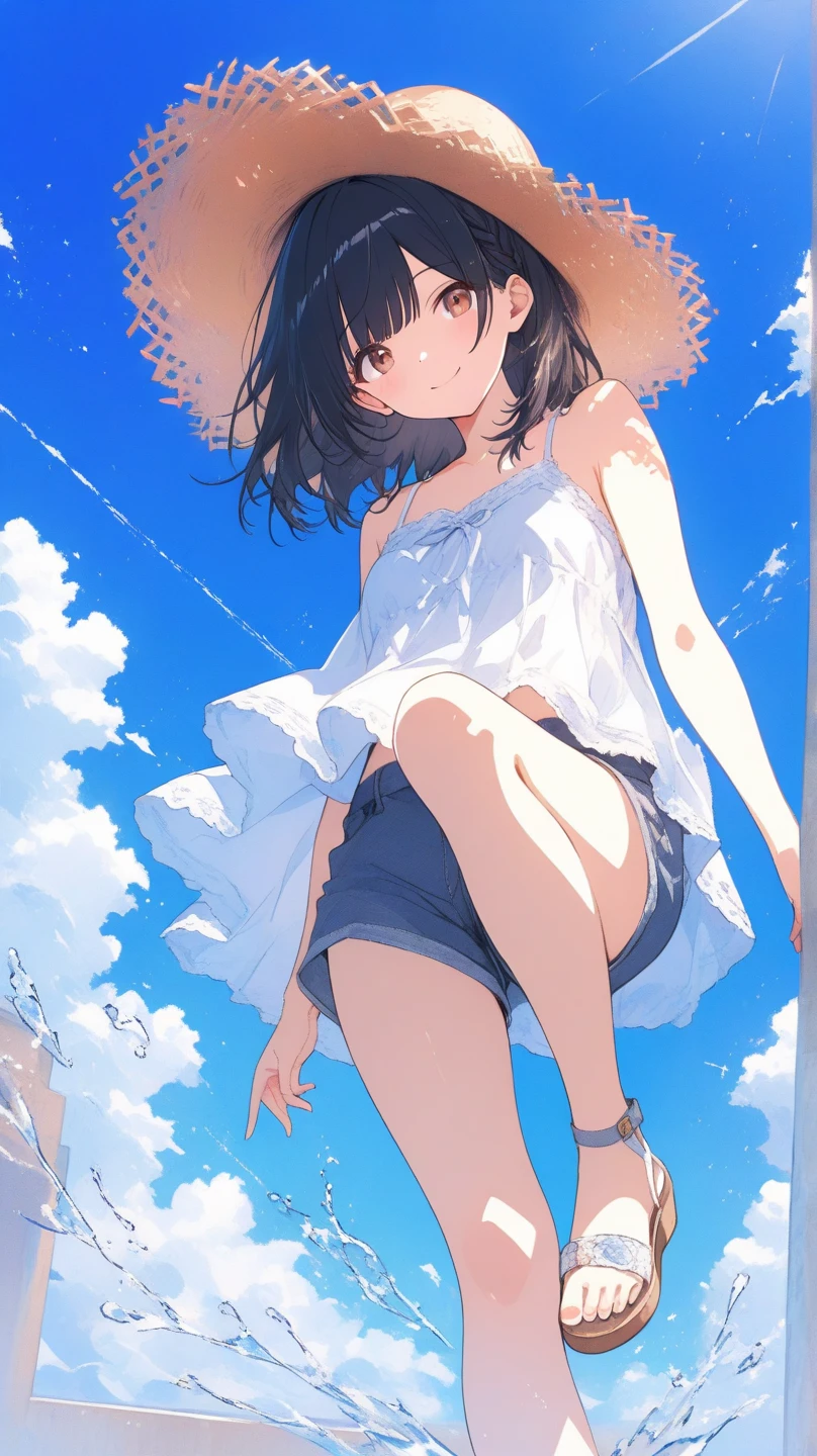 score_9, score_8_up, score_7_up, source_anime, best quality, masterpiece, official art, absurdres, highres, ultra-detailed,waifu2x,Collection: Slice of Life,break,1girl, tomboy, dark-skinned female, short hair, low ponytail, flat chest, beautiful detailed eyes, shorts, sweat, open mouth, (yawn:0.3), sleepily, outdoors, wind, (Detailed Lighting), (Detailed background),break,(clear line illustration:1.2), super detailed skin,very high resolution, very aesthetic, Best sexual lighting powered by famous artist, 8k, 16k, cute picture,beauty illustration,photoshop_(medium),,(Detailed Lighting),best anime 8k konachan wallpaper, pixiv contest winner,