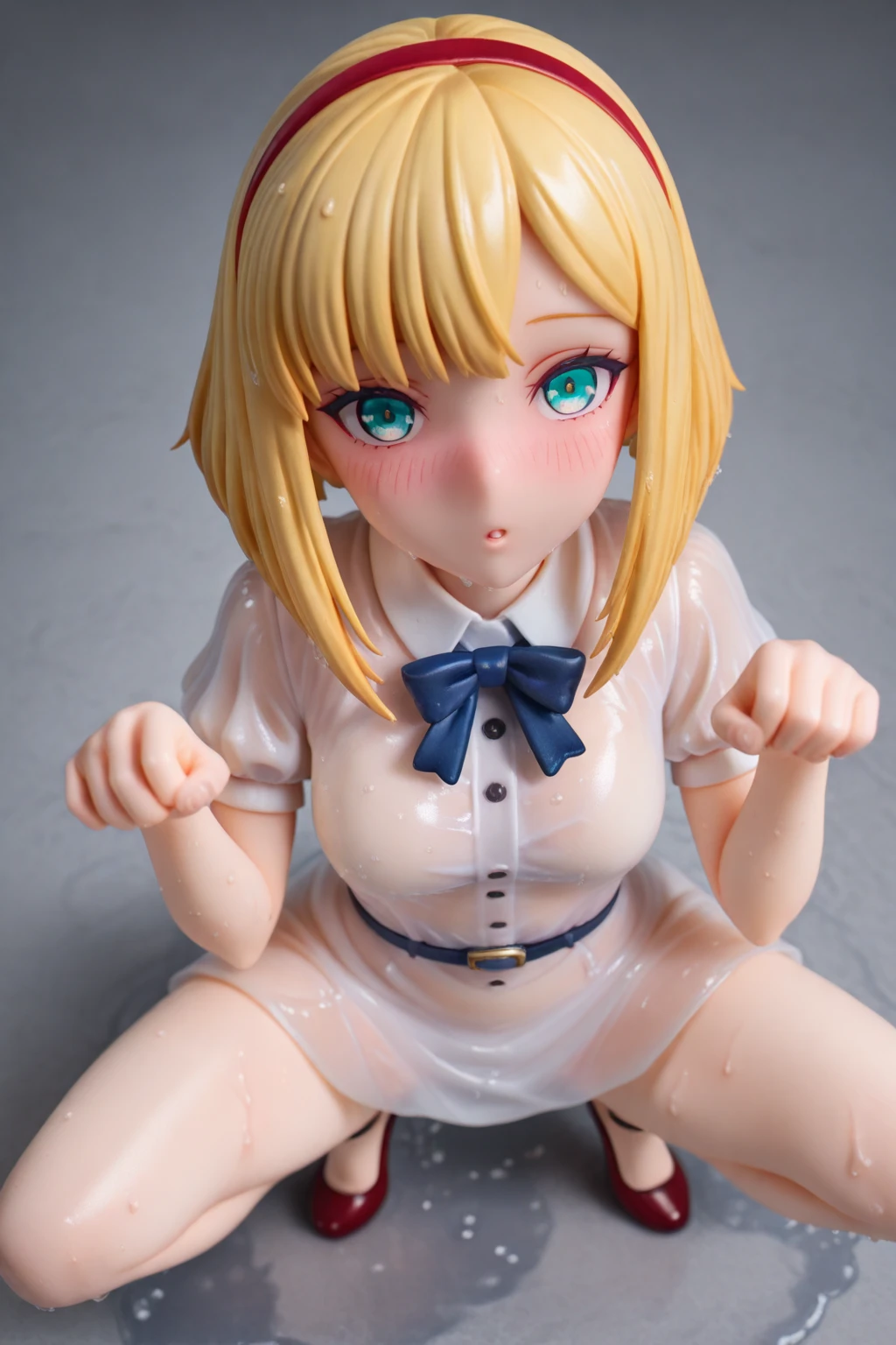 Cute young girl with partially removed bra and panties　Super big breasts　Magical Breasts　She spreads her legs and gets her vagina penetrated by a thick dildo　An erect and exposed clitoris　Hairstyle Twin tails　Hair color blonde　Japanese　Plump areola　Big erect nipples　Sexual climax