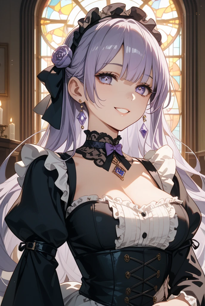(masterpiece, best quality:1.2), 1girl, solo, Sonata, vampire, purple hair