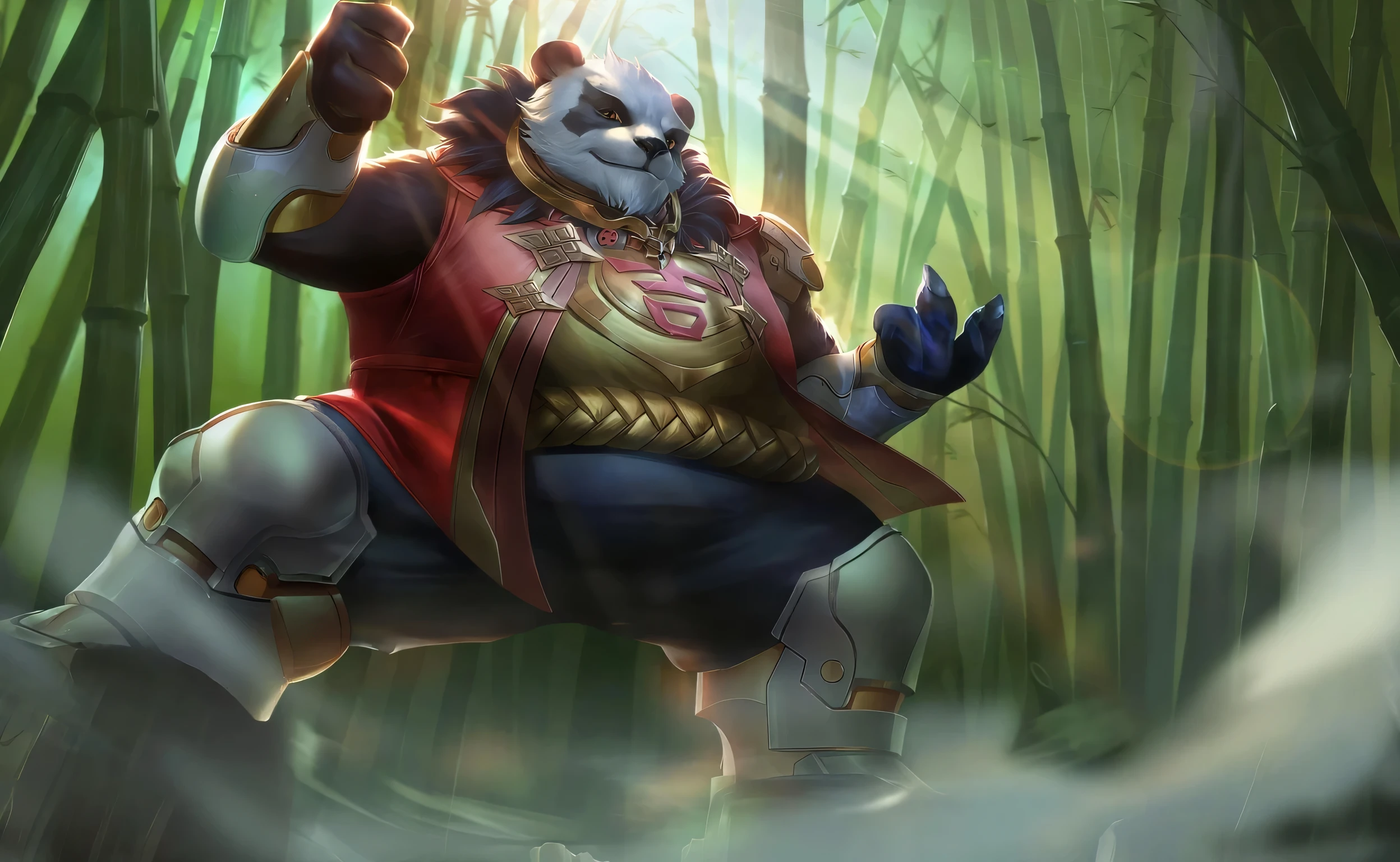 Look sideways at the camera:1.3),Half-body close-up,Sci-fi mechanical monsters,belve,Mechanical modification,Mutant panda,There is a mechanical mask on the left side of the face,There are huge barbs on the hands,bellow,Full body mechanical armor,The expression is fierce,Flame scene