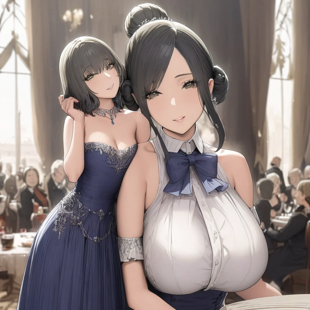 A group of 1920s flapper girls with large breast dressed in clothes of the era in a speak easy dancing, 8k, hdr, high quality, masterpiece, perfect face, highly detailed, photorealistic