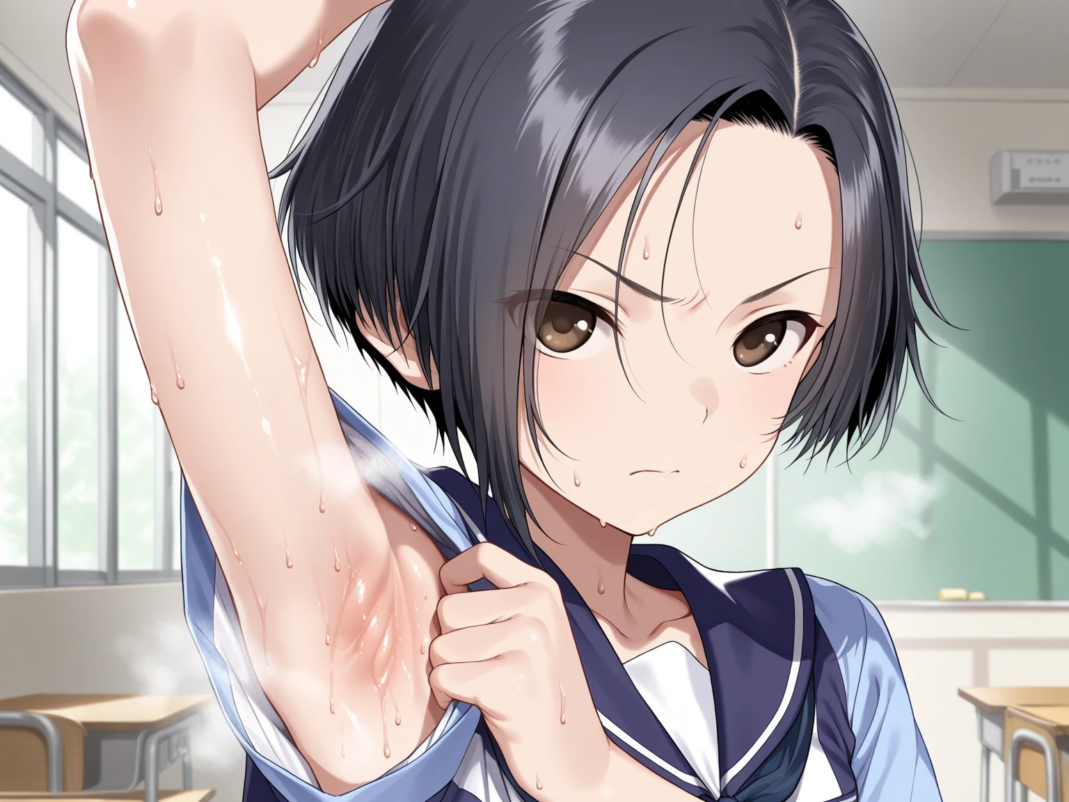 night,Outdoor,Girl,Red eyes,Long twin tails,Brown Hair,Eyebrows visible through hair,(Flat Chest),Blue yukata,Cleavage,Nipples,orgasm,in heat,upper body,intercourse with a man,boy,boy face on breast, {{{suck nipple, lick nipple}}}, tongue touch nipple, orgasm,
