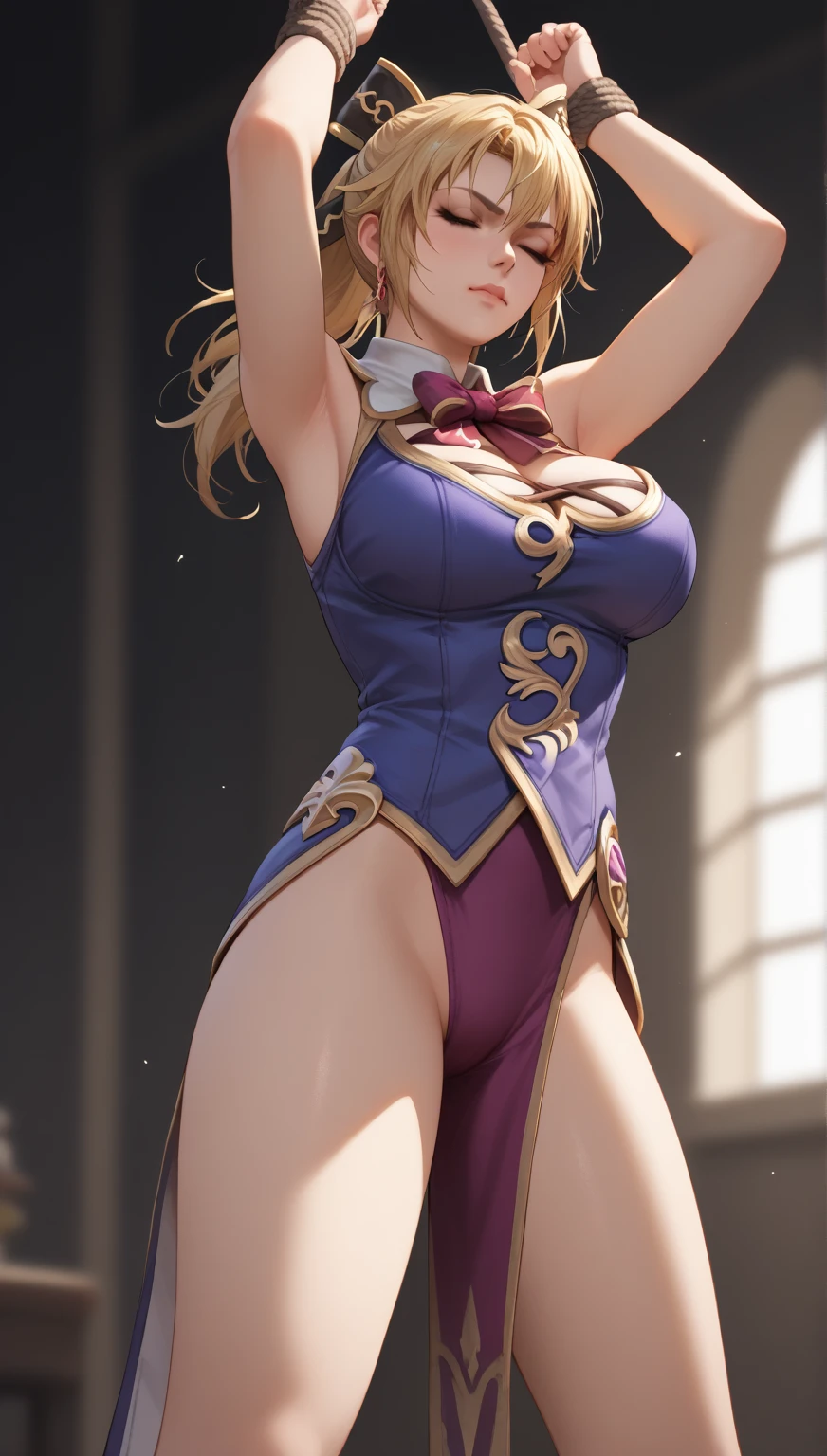 Party Costumes, ((evening gown:1.5)), ((skirt by the:1.5)),very detailed face and eyes, ((Kyoto Animation Style)), super precision, ​masterpiece, very extremely beautiful, Princess Face,  shorth hair, Straight hair, a blond, ((Short ponytail:1.5)), ((Straight bangs:1.5)), ((hime-cut:1.5)), big eye, Blue eyes, ((medium breasts)), BREAK, Red ribbons, cowboy  shot, dynamicposes, gland, A smile, lean against the wall, frombelow, Latex, chandeliers, ((Party Venue:1.5)), ((Luxury Hotels)), is standing, frombelow,