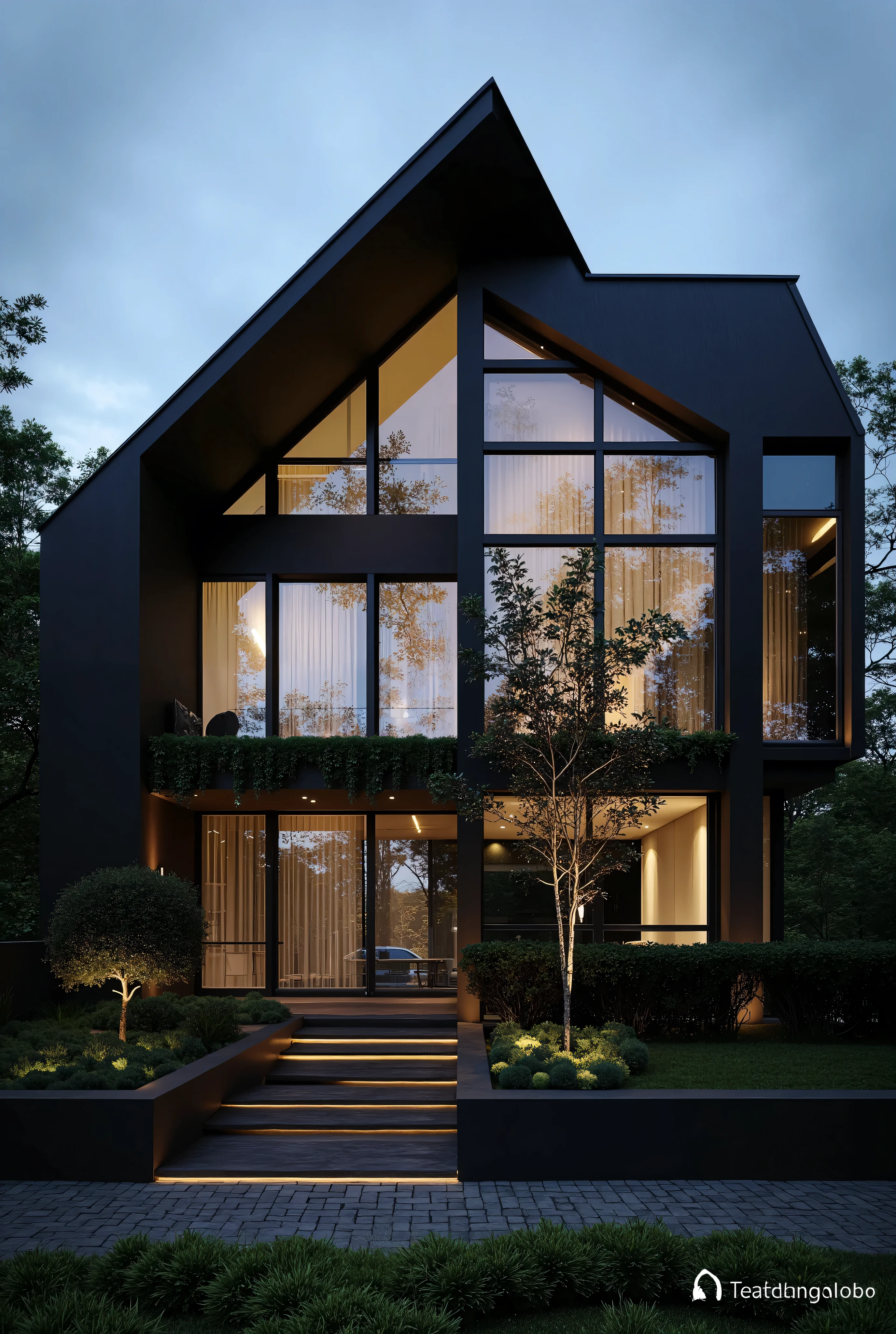 mordenhouse, house, glass house with a sloping roof, modern, dynamic (RAW photo, real, best quality, masterpiece:1.2), (hyper realistic, photo-realistic:1.2), high quality, (dark lighting:1.2), perfect lighting, archdaily, Scandinavian-Style House