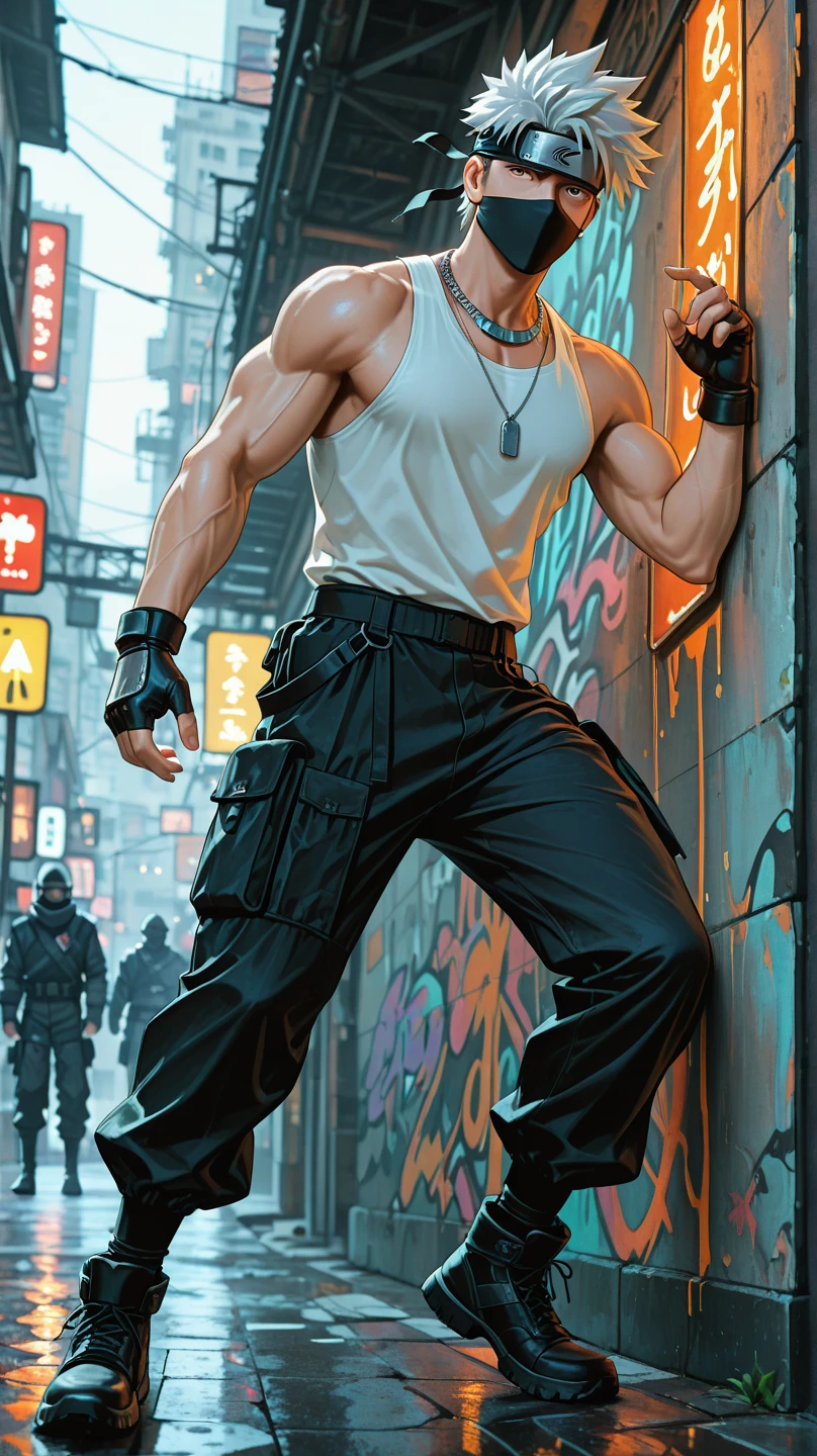 A man with cables around his waist that he uses for air transportation while fighting double-ended staves stained with the blood of his enemies 

