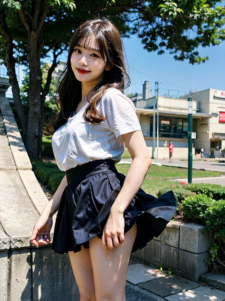 extremely highly detailed、​masterpiece、Top  Quality、超High Resolution A、8K high-definition、Photogenic clarity、A detailed eye、gradation、perfect anatomy body proportions ,hard disk、NFFSW (english) (english) (english) (english) (english) (english) (english) (english) (english) (english) (english) (english) (english) (english) (english) (english) (english) , nikon z9 80mm lens , masutepiece、Model Standing、Light blue panties made of lace material、White tight t-shirt、The dress is made of white lace material(((Show me all the panties)))、(((The skirt is definitely worn)))、(((Lift skirt hem)))、panties focus、Natural light that is too bright、sunshine、Detail lace panty pattern、Ordinary panties、(((While standing, Lift the skirt and show the panties to the camera)))、(((Beautiful alignment and snow-white teeth)))、(((Lift your skirt big and big,、Show your panties to the camera)))、Ultra Slim Body, Big breasts、The body shape of a slender model、Beautiful posture、