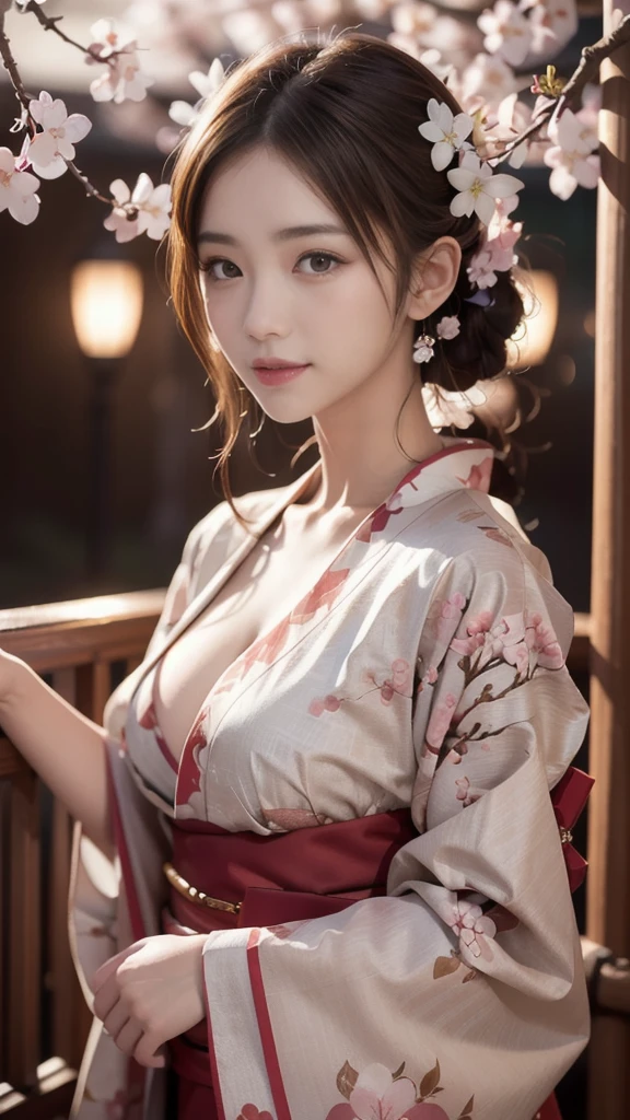 (masutepiece:1.3, Photorealsitic:1.4, 8K), top-quality, ​masterpiece, 超A high resolution, Professional camera work, Grow Light Effect, Realistic portrait, Cinematic Light, Highly detailed skin and facial texture:1.3, Perfect dynamic composition, The ultra-detailliert, A detailed eye, Detailed limbs, autumnal, Autumn leaves landscape in the evening:1.25, 1girl in, Cute sexy 23 year old slim woman, Fair skin, Autumn leaves are dancing:1.25, (Enraptured look:0.9, Totally captivates you:1.0), (Red kimono:1.31 Only shoulders and scapula exposed), (Backshots, Calm pose), (voluptuous breasts:0.9), (Beautiful blue eyes, Eyes that feel beautiful eros:0.85), Sexy face:0.4, (A mouthfeel that feels beautiful eros:0.85), ((Too cute beauty:0.9))