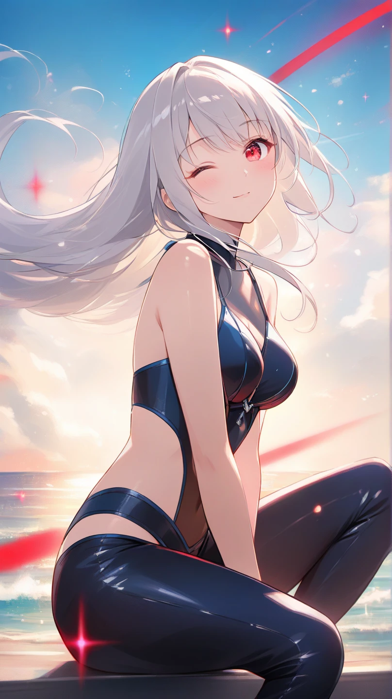 Beautiful Woman Height 170cm、Beautiful hair flutters in the wind、So that your hair will flow beautifully and strongly、strong、、Bust 120cm、Big Breasts、Emphasize the chest、The best smile
　Beautiful bodystocking  underwear,(( sexy  bikini,swim wear))   Beautifully decorated swimsuit、strong wind、blue sky、、Ocean、swim wear, Beautiful thighs、Beautiful Skin、detailed groin、intense、Armament、Soldier、laser weapon、future world、Science fiction movies、Fight、intense、action、My hair flutters in the wind、My hair spreads in the wind、beautifully！
　Light　、Silver Hair、Fox ears、A friendly smile　、magic Masterpiece Night　Magic sexy, extremely beautiful 22歳　Big Breasts Beautiful Eyeagical gentle lighting    cowboy shot  ,Beautiful decoration、Imprisoned、Detained、Science fiction movies、hard boiled 