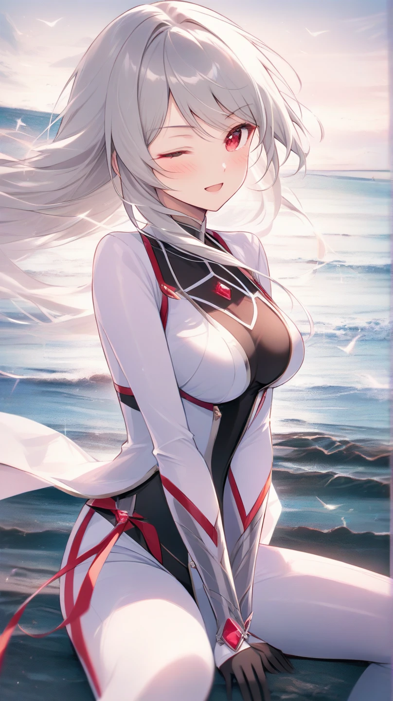 (Image from chest up:1.4)((masterpiece:1.5,Highest quality,Beautiful images、Realistic、2.5D、Artistic、Portraiture))(1girl, 独奏)(medium breasts, Silver Hair、long hair、Beautiful cleavage、sideboob、Exposing shoulders、Tattoo on shoulder)(横顔のPortraiture,Gaze sideways、Gaze diagonally、Shake your head、A sad expression, floating hair)(Monotone Abstract Background)((from diagonally forward:1.3)),Landscape,((outfit-inori,Monotone costumes))
