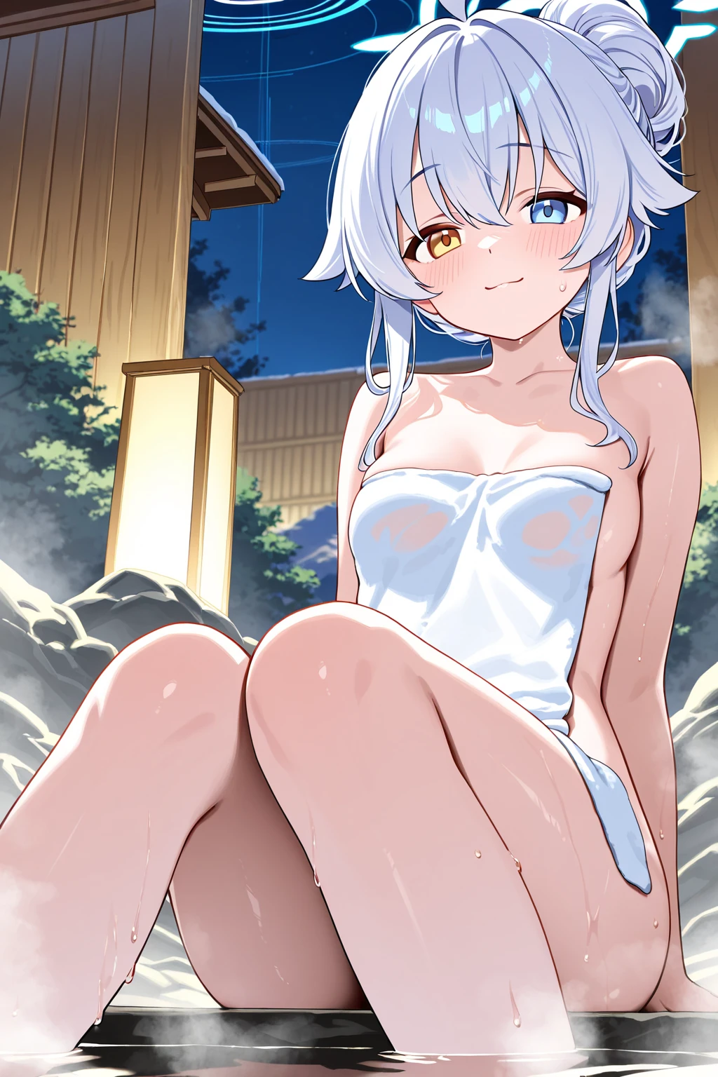 Highest quality、masterpiece、beautiful、Detailed、Age: 12、Beach、dynamic pose、Angle from below、smile、(Wet and see-through clothing:1)、Slim figure、Micro Bikini