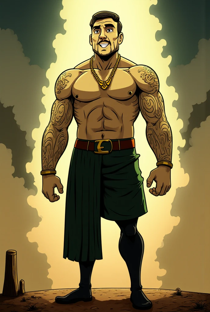 Samoan warrior showing strength cartoon