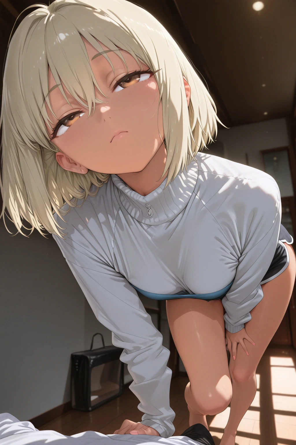NSFW(Highest quality:1.5, High resolution, 超High resolution, 4K, Detailed lighting, Shaders)(masterpiece:1.2), Very detailed, destiny/Background of the stay, indoor, Illyasviel von Einzbern alone, Cowboy Shot,Long Hair, Gray Hair, Red eyes, Sports bra with a small area Latex shorts M-shaped foot Sexy look atmosphere Beautiful night view bedの上 超blush topless Completely naked, Spread your legs, Sheet, Lift your legs, nude, (pussyfocus:1.0) Sweat, Shiny skin, Heavy breathing, ( Sex, sexual intercourse, put in, Heterosexual, Motion Lines, Motion Blur, Talking Spirit:1.1), (Lie in, Lie in on your back, bed,Subjective:1.1)blush Pushed down Face distorted by pleasure Resisting Pleasure Blushing Wet nipples licked Overflowing body fluids Spurting of bodily fluids ((0 Close your eyes and lean back)) (((Ecstasy)))++