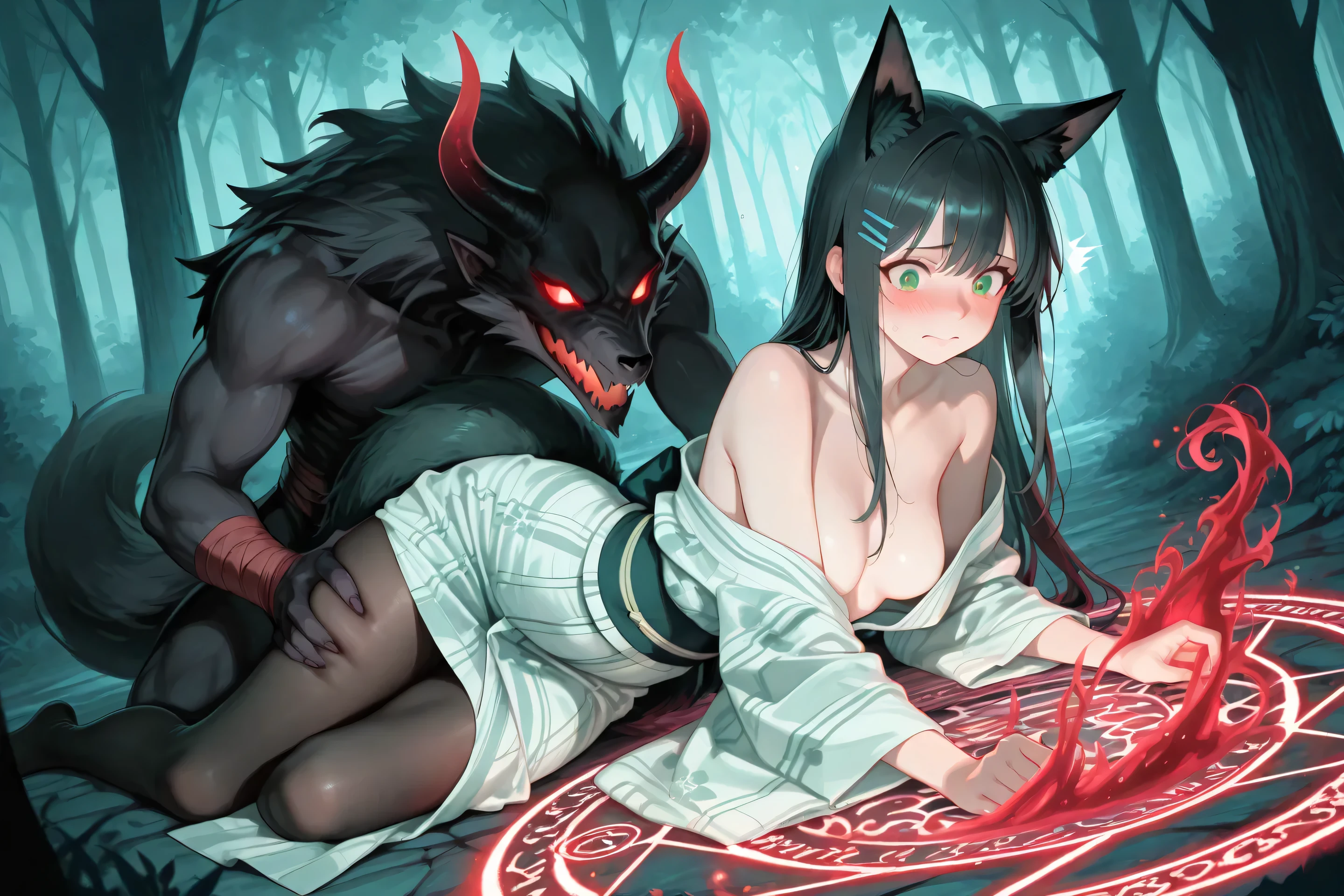 Guy fucks girl , 1 girl, sex, nsfv, penis , большой penis, cat costume, sexуальная поза, hot girl, burgundy hair, demon on the hunt, crying, ,  purple-red hair,  Red eyes, horns,  demon on the hunt, and the body is full of human sperm, ,  whole body, Navel, legs,  sit around the flower of death, Inside the flower garden, beautiful girl, cat ears