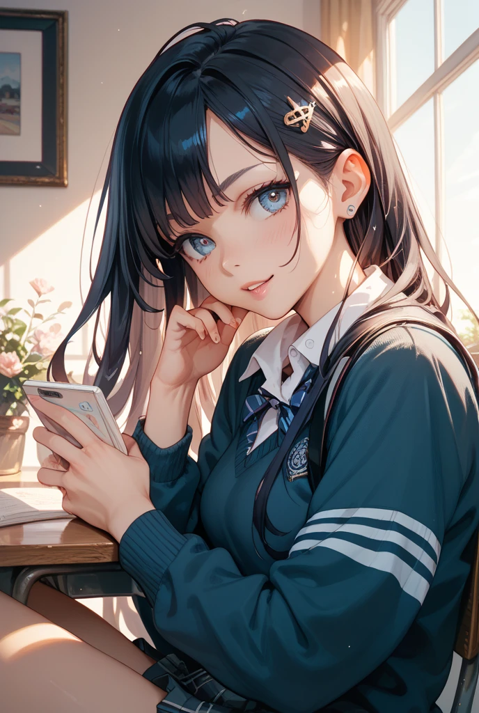 Anime girl sitting at a classroom desk with a blackboard, beautifulアニメのhigh school girl, cute anime girl, white pantiesー,cute, seductive anime girl, anime moe art style, squatbeautifulanimegirl, anime best girls, Smooth anime CG art, attractive anime girl, cotton panties,surreal , young anime girl、wear sneakers、white panties、full color、(muste piece、 best quality:1.2)、High resolution、high resolution、in 8K、🎁Live-action、Raw photo、highest quality、masterpiece、 extremely delicate、High definition raw color photo、professional photography、 wonderful face and eyes、超High resolution、Raw photo、beautiful、beautiful、beautiful girl、(solo:1.2)、 black hair、big 、blush、smile、big 、 、view audience、squat、(Crouching panty shots:1.2)、fully exposed panties、blush、shy smile、outdoor、outside of home、Obscene content、pornography、high school girl、sit with one's knees、sit with your heels on the ground、hold your knees with both hands、shins facing forward、body facing forward、sit with your heels on the ground、open legs、open crotch、white panties、8k photo、Live shooting、最high resolution、masterpiece:1.2、real、photorealistic、high contrast、photon mapping、Realism、Super detailed、professional lighting、Low - Angle:1.2)、(1 girl)、(solo:1.5)、(Height is 165 cm), (18才のhigh school girl), (Japanese high school uniform)、(summer blouse:1.2)、(plaid short skirt:1.2)、(white shirt with student ribbon:1.2)、(squatting down looking straight ahead)、(open crotch:1.2), (white panties:1.5)、(camel toe)、(white sneakers:1.2)、 (perfect proportions:1.2), (White panties are visible under the skirt:1.5), (The detailed shape of the female private parts is clearly visible:1.4), (have pubic hair:1.4), (textured skin)、I can see the cleavage、(8K、RAW photo、highest quality、masterpiece:1.2)、(realistic、Photoreal)、1 girl、from the corner of your eye1Tsu Mole、((white blouse、sailor suit、red tie、Below-the-knee length red checked pleated skirt))、(high school girl)、40 years、Skirt rolled up、gal、lots of eyelashes、glitter on eyelids、skeletally correct、thi