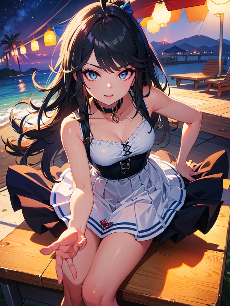 Anime cat-eared girl in bikini with cat ears, shoulder looking, anime drawing by Yang J, pixiv contest winner, serial art, digital anime illustration, kawashi, anime style illustration, anime style 4K, beautiful anime portrait, anime style portrait, anime style artwork, Guweiz style artwork, Anime Illustration, Digital Anime Art, Detailed Digital Anime Art, Beautiful Starry Sky, Fireworks