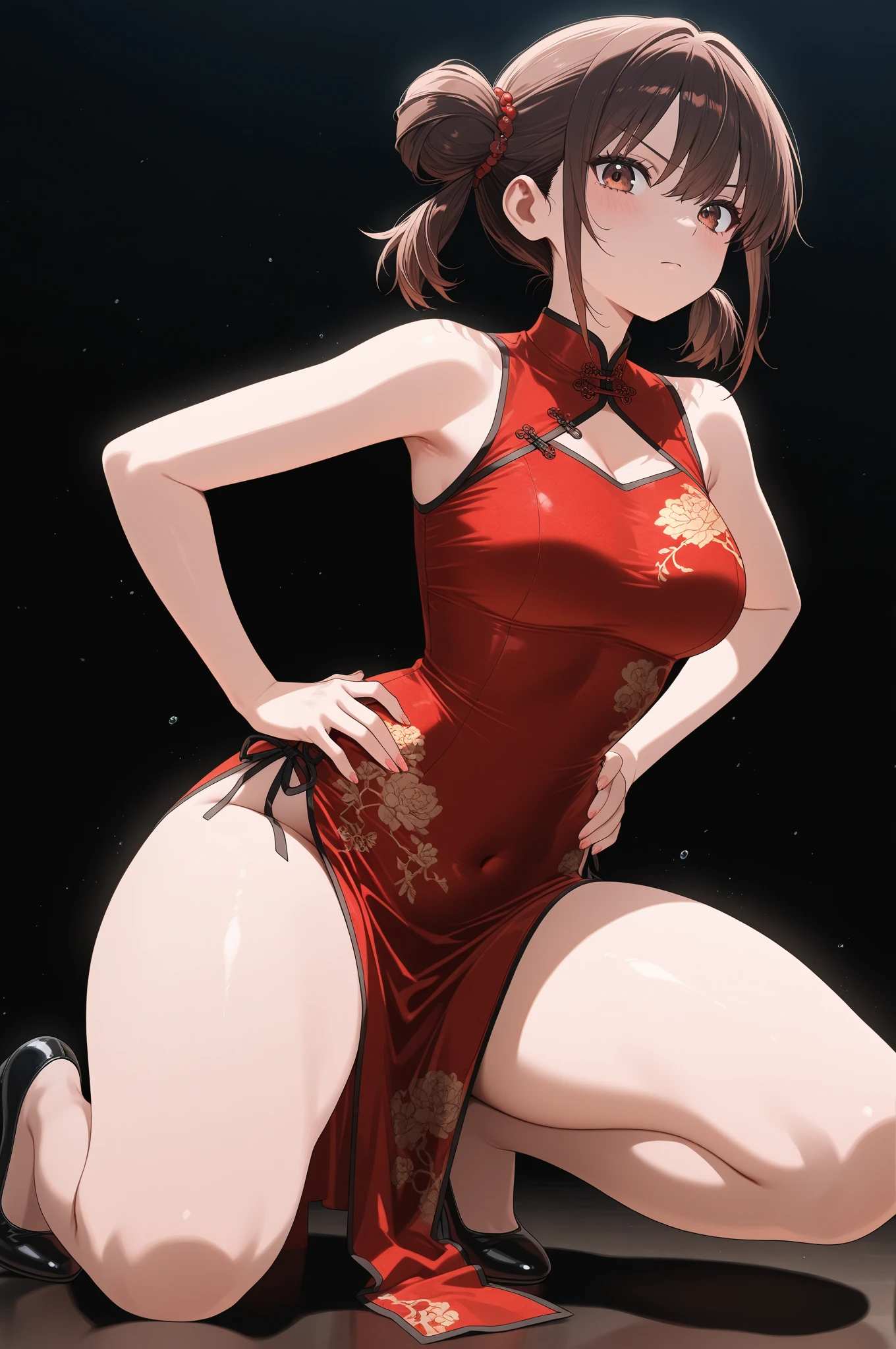 mine same as the original, mine, , (:1.2)
rest, (cheongsam), (view from below), (Put your arms behind your back), (wild lift), thin dress, Crotch cutout,
rest looking at viewer,
rest, Home,
rest (masterpiece:1.2), best quality, high resolution, unified 8k wallpaper, (illustration:0.8), (Beautiful and delicate eyes:1.6), extremely detailed face, perfect lighting, Very detailed cg, (perfect hands, perfect anatomy), , Headband, hairpin, Headband,