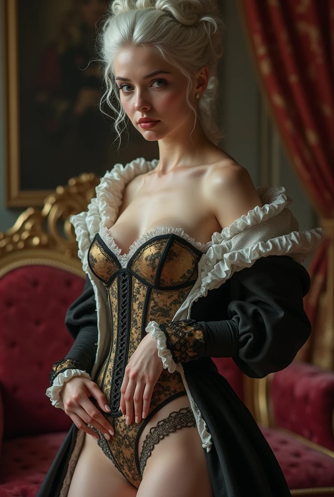 
VCTRN, Full-body photo of a young prostitute Marie Antoinette for advertising,