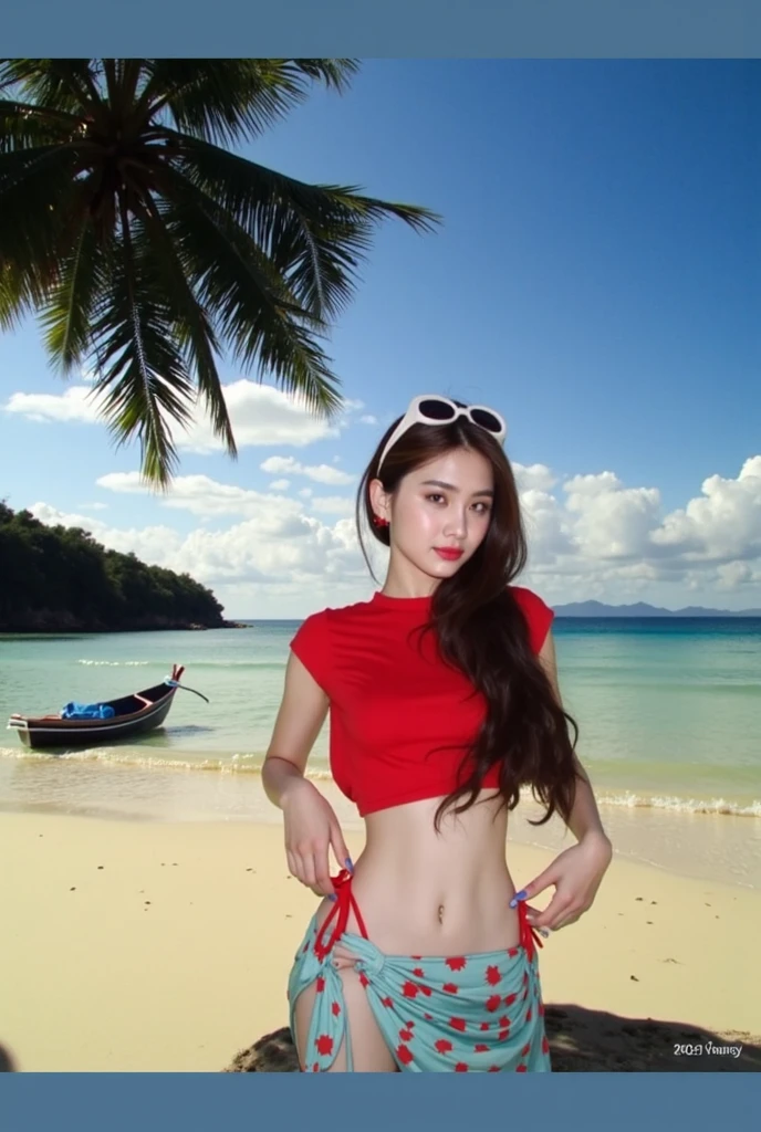 A beautiful woman in a transparent bikini, detailed face and body, long flowing hair, ocean background, glowing skin, natural lighting, photorealistic, 8k, best quality, highly detailed, intricate details, elegant, serene, soft lighting, shallow depth of field, warm color tones, cinematic, dramatic, portrait