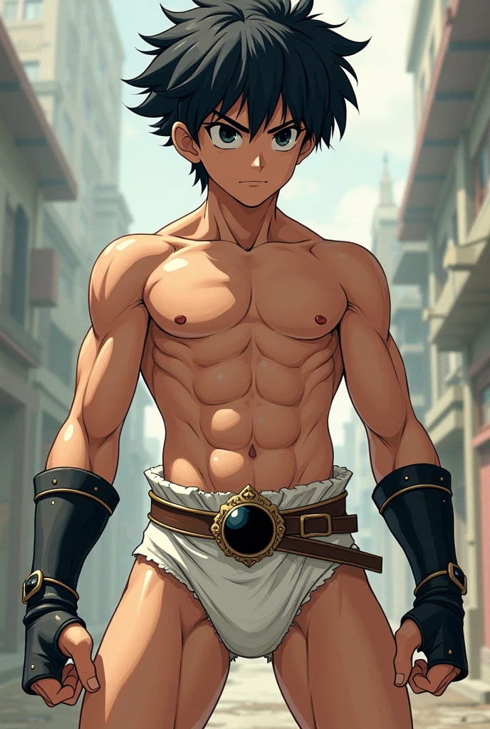 13-year-old boy back in Egypt boy male without clothes, in boxers in transparent white underwear of brown leather , estomago plano cabello lasio liso corto, cuerpo entero mirando una ciudad cabello liso negro sonrrisa linda, estan en un palacio oasis rostro con razgos finos, con joyas tipicas del antiguo egipto