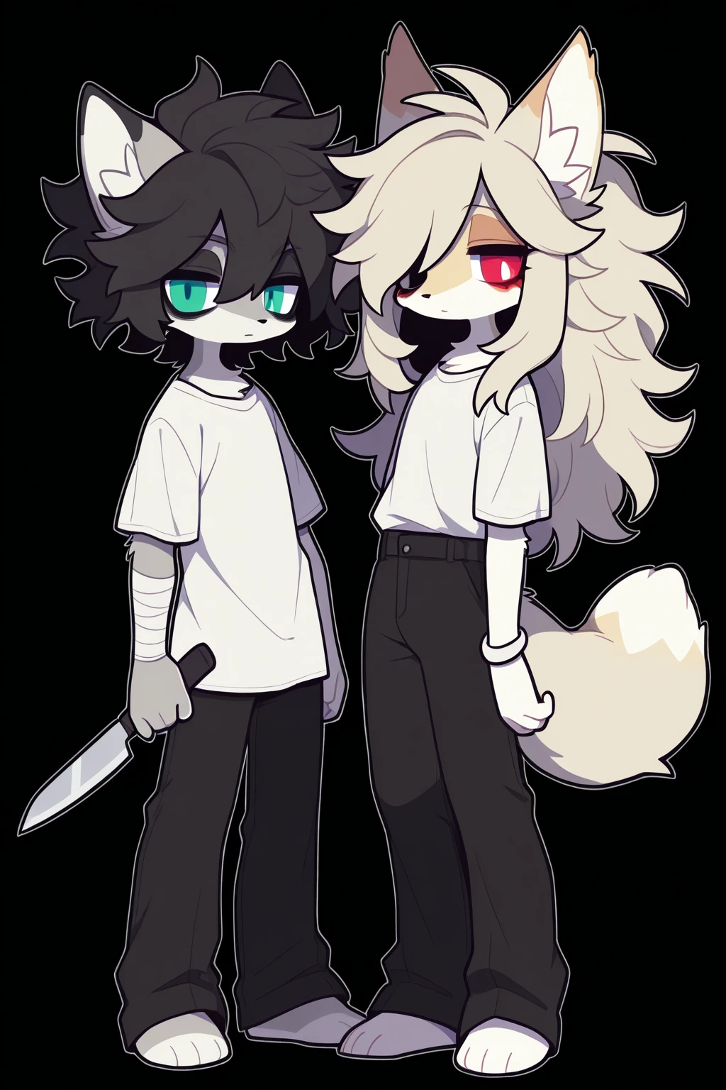 Cute Wolf,With Spikes Choker,Plain Black Sweatshirt,Ripped Jeans,Leather Boots,With Moody Expression