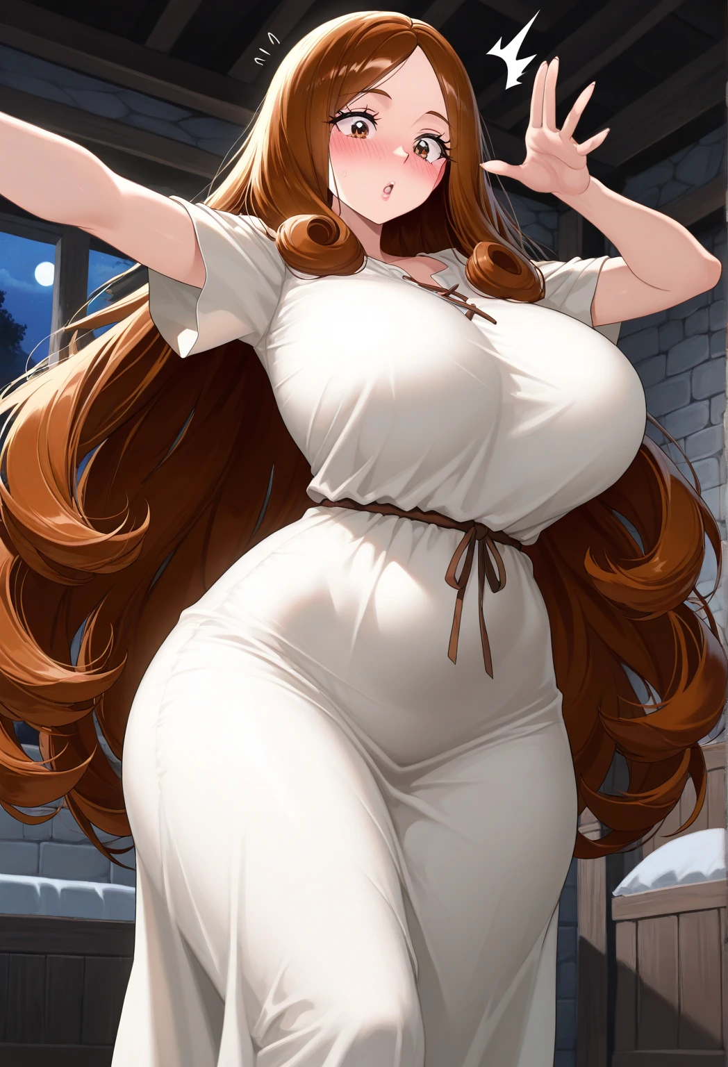 Raphtalia, huge, gordo, ears, Brown and red clothes, collar of clothing, obese, ears and tail, big chest, big tits
