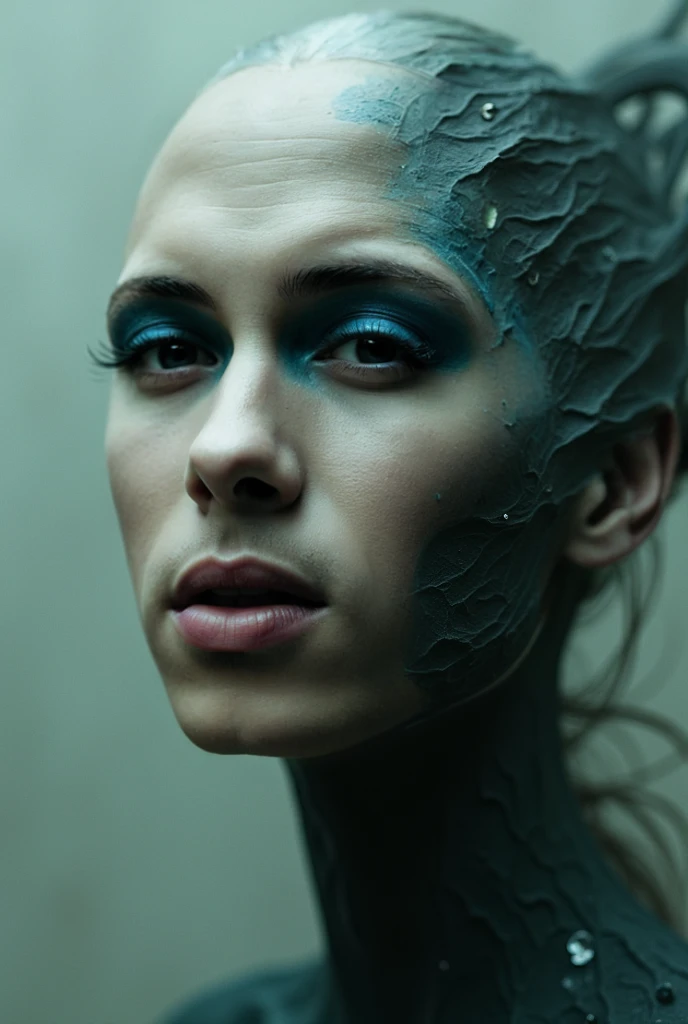 a robo-girl with head braid apocalypse atmosphere in the background, oxygen cyber-mask on the face, [(red lights eyes):0.8], realistic eyes, focus eyes, detailed eyes, great eyelashes, mouth open a bit, (closeup:1.2), creative, steampunk, many mechanic parts and detailed, epic realistic, faded, neutral colors, ((((HDR)))), ((((muted colors)))), insane details, intricate scene, artstation, (hyperdetailed:1.1), cinematic shot, warm lights, dramatic light, (intricate details:1.1), vignette, complex background, [[teal and orange]], slate gray atmosphere, (vsco:0.3)