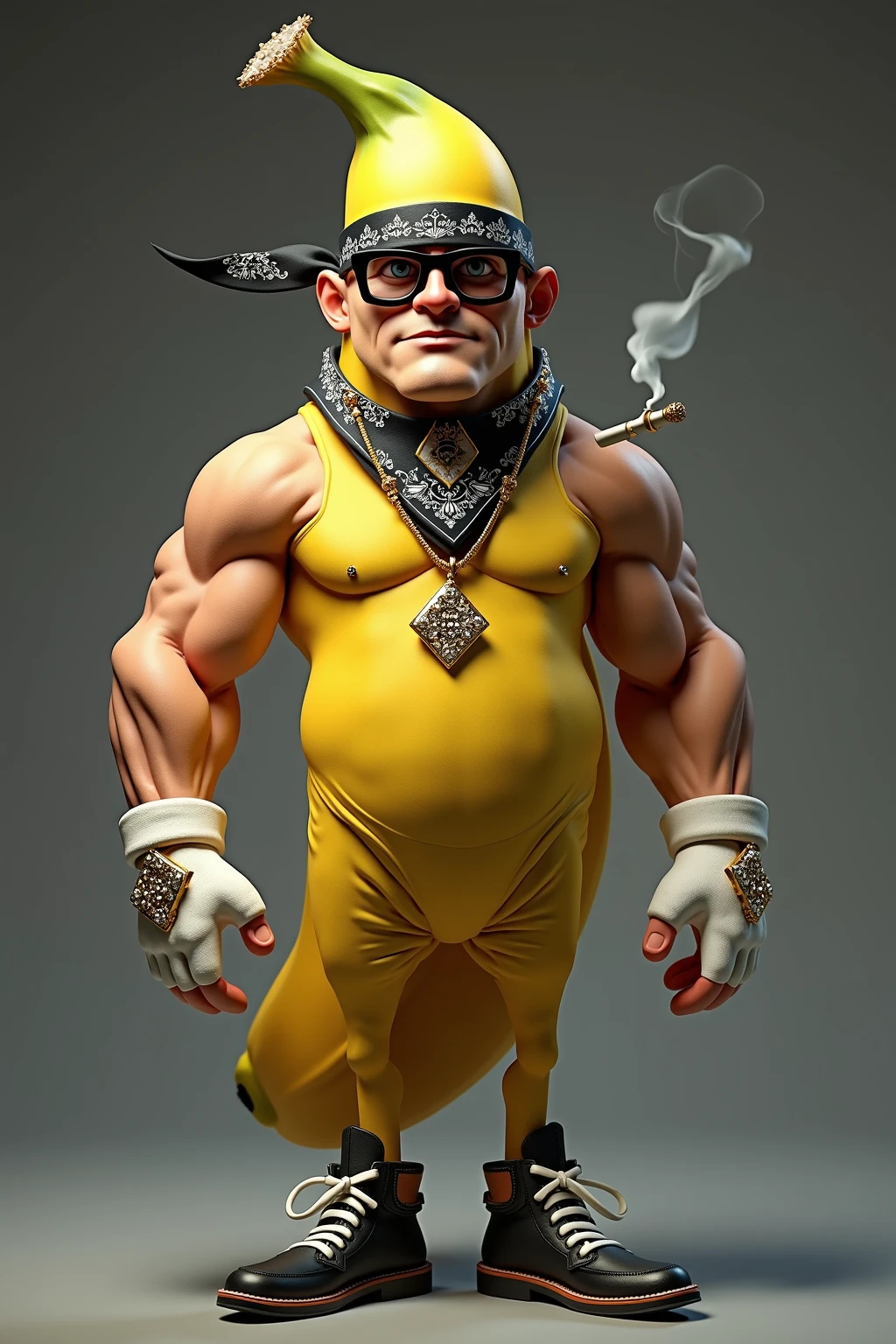 Sausage with thin legs and arms and caricature, smoking a cigar, 8K, UHD, ultra realistic --auto --s2