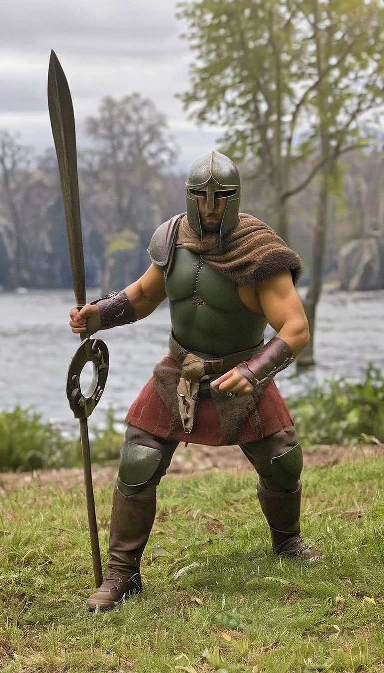 The Black Knight rests in the valley, dark Knight,Villain,Lower your head,Looking at the camera,Male focus,Fierce expression,Expressing ferocious emotions by shaping masks,Reddish-brown skin,nipple,Cross your legs,Sitting,Holding an axe in the left hand,chest hair,面具后面的Orange Eyes, No face,Mask showing chin,beard,Trees foreground,Medieval knight's helmet,Orange Eyes,Large and heavy black armor,Black shoulder armor,Thin body,(Scars),Whiplash marks,Knife marks,(Scar),Tattoo,Injuried,nipple,(大nipple),nipple流着白色液体,凸起的nipple,Wide waist,Mermaid Line,Animal skin shorts,Thick thighs,Leg hair showing between shorts and leg armor,(Raised crotch contour),(A large king oyster mushroom stuffed in pants),(Pleurotus eryngii outline at crotch), Sweat,fur cape,Delicate skin texture,Dirty skin,(Dirty body),There are traces of mud and water on the body,(皮肤有soil痕迹),dirty,Towering Crops,Green crops,soil,Narrow spaces,Grass foreground,stream,cobblestone,Night,cloudy day,Gray sky,dark clouds,rain,Full body portrait,Clean image,light shade of colors,Low contrast,glowing shadow,Surrounding composition of water and trees,painting质感,painting,古典painting,Head-on camera angle,The human body that conforms to dissection,Best picture quality,