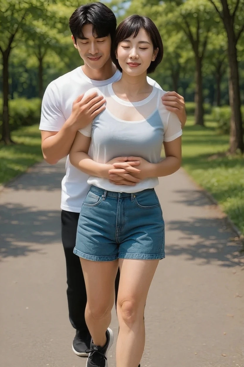 absurdres, RAW photo, extremely delicate and beautiful, masterpiece, Best Quality, ultra high resolution, 16k, hyperrealistic, realistic, photorealistic, photo-realistic, ultra-detailed, perfect anatomy, super Detailed skin, perfect figure, Very detailed CG 8k wallpaper, nude, pussy, shaved pussy, nipple, perfect nipple, perfect breast, round breast, small head, perfect fingers, (full body :1.2), super white skin, standing, kpop idol, nude, blushing, windy, sexy leg, 2 guys, on the street, nude, puffy hair, bangs, (2 guys :1.5), long leg, medium breast, (nude girl), messy hair, flat bangs, sexy lips, medium round breast, black nails, tall man, cute hair, cute pose, no bra, (couple), teen, sexy pose, sad, police on background, dolphin shorts, angry man, medium round breast, korean model, wearing dolphin shorts, look each other, on the beach